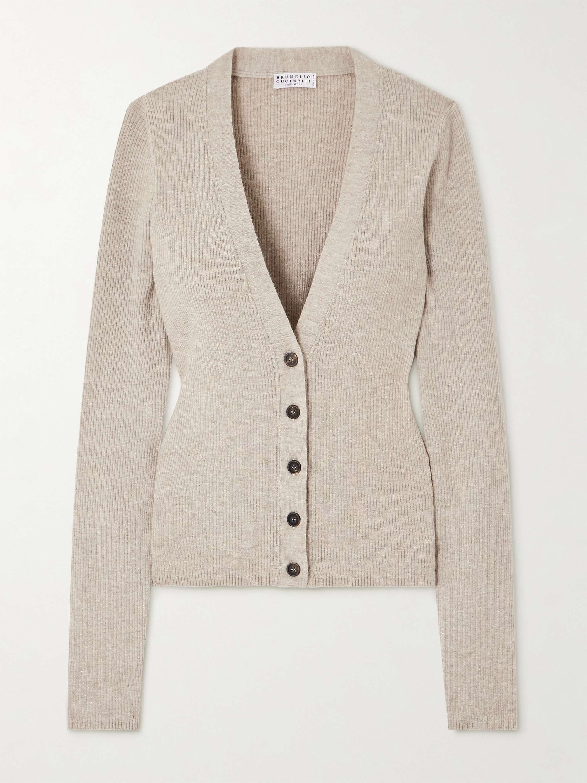 Metallic ribbed-knit cardigan view