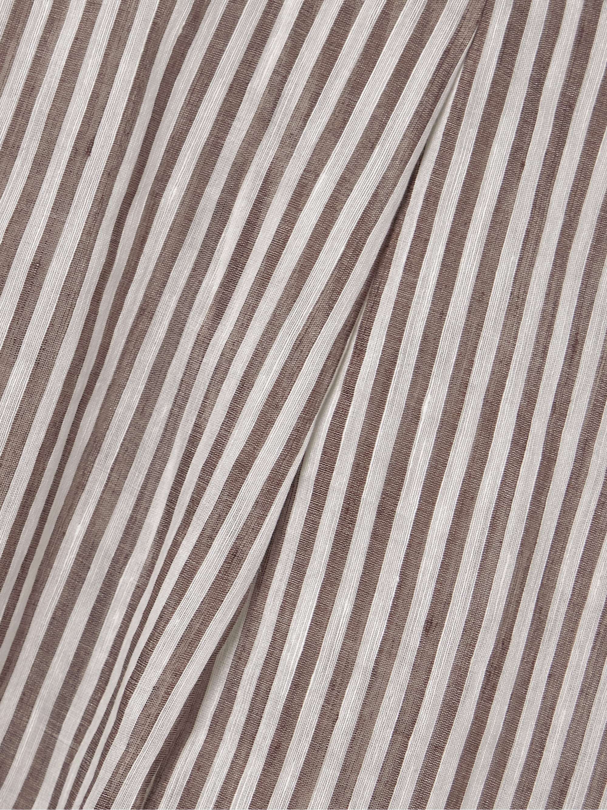 Oversized bead-embellished striped linen and silk-blend organza maxi shirt dress view