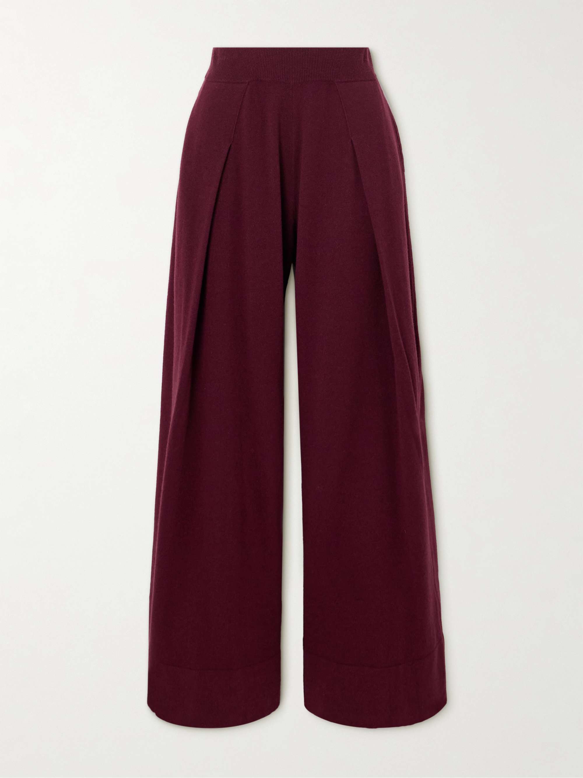 Pleated wool, cashmere and silk-blend wide-leg pants view