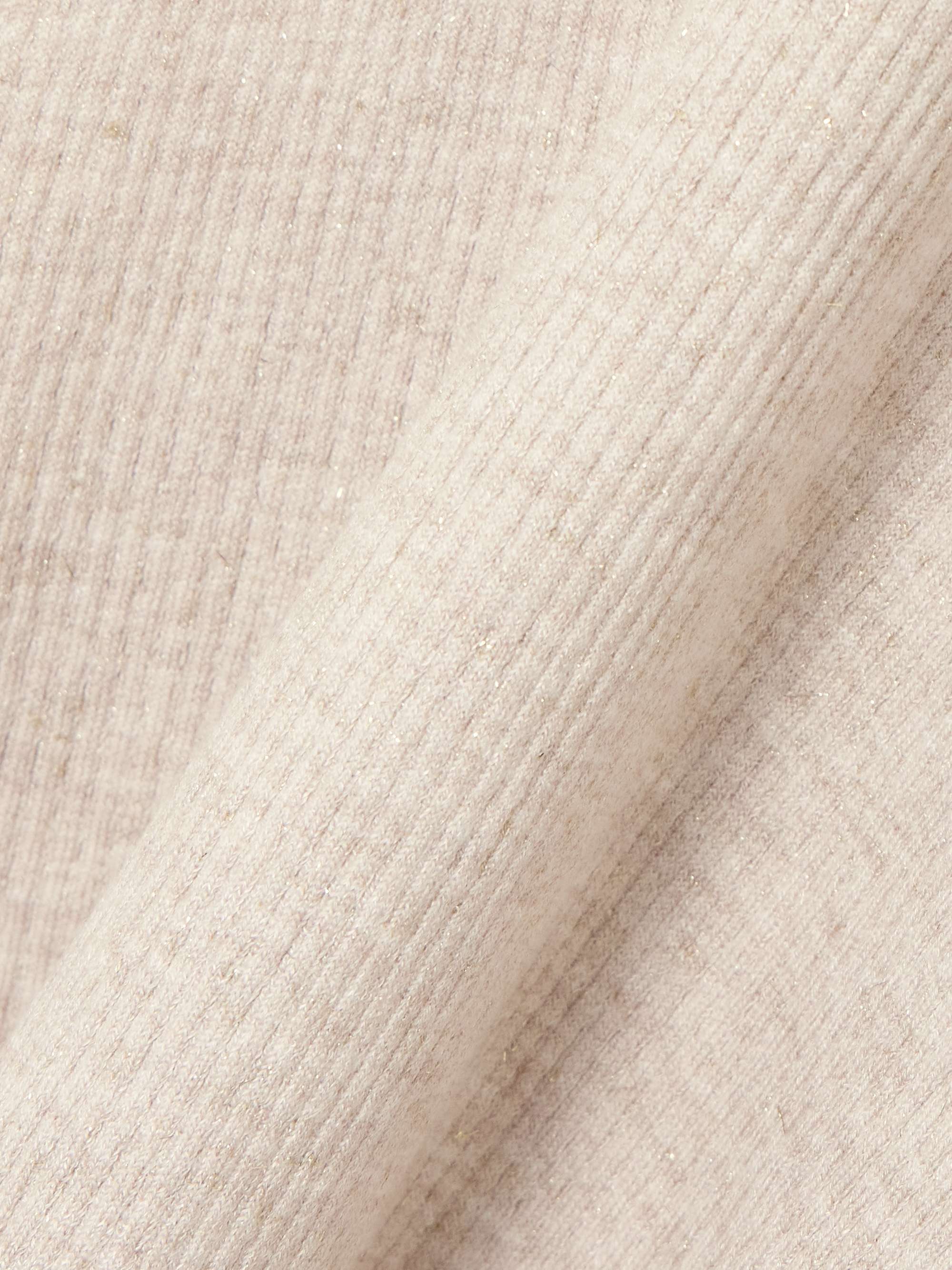 Metallic ribbed-knit turtleneck tank view