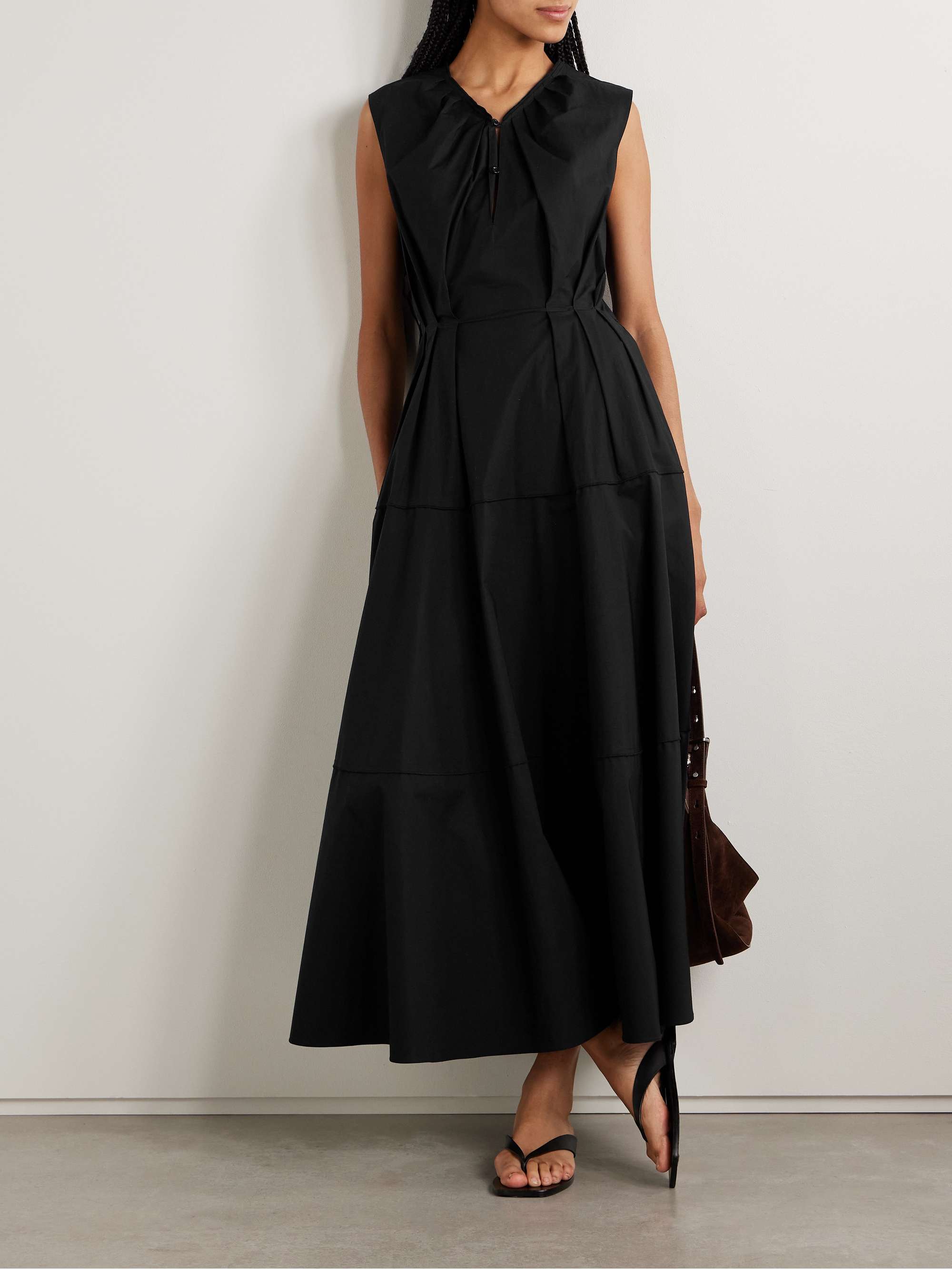 Kailey pleated stretch-cotton poplin maxi dress view