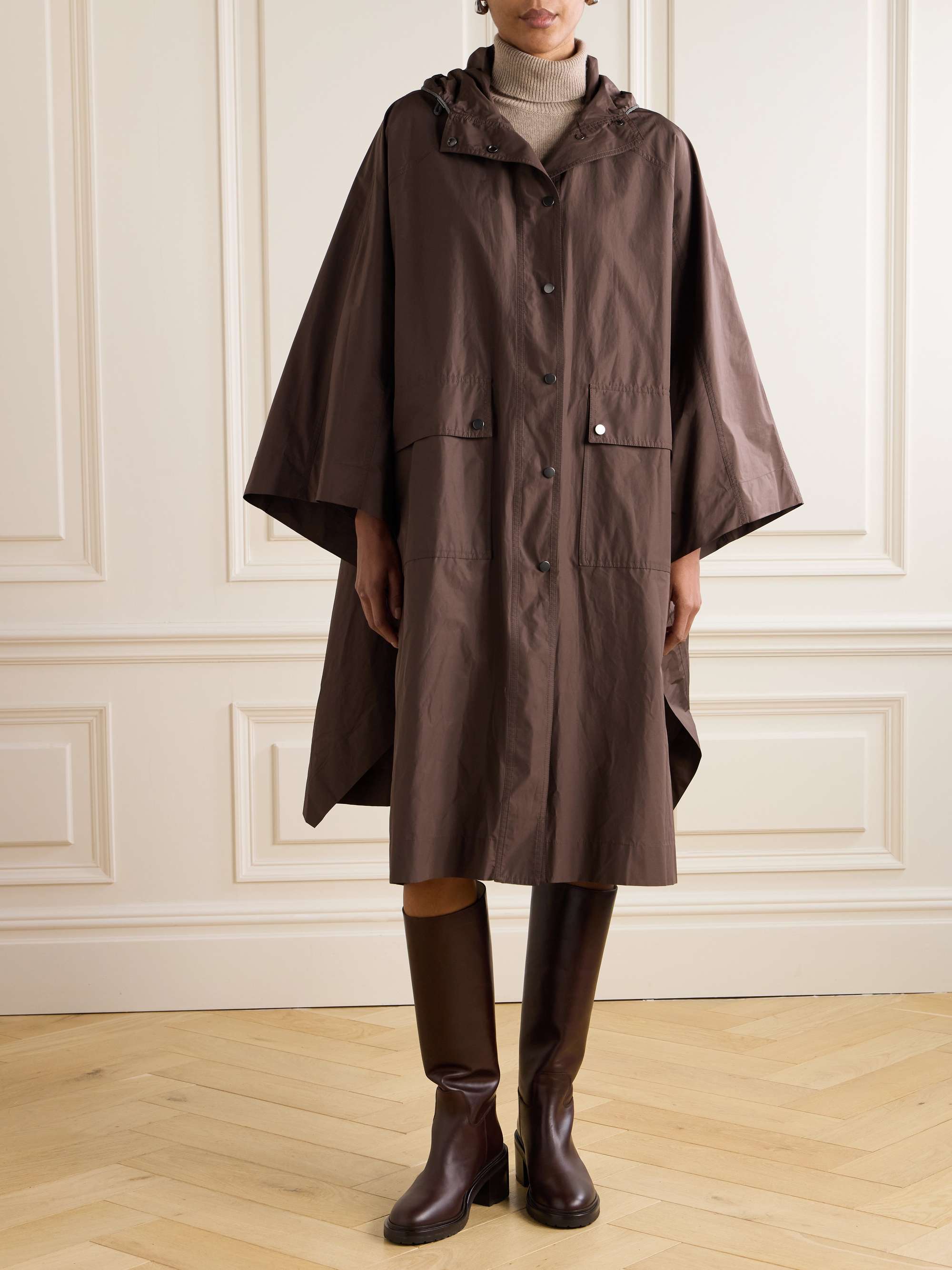 Bead-embellished hooded shell coat view