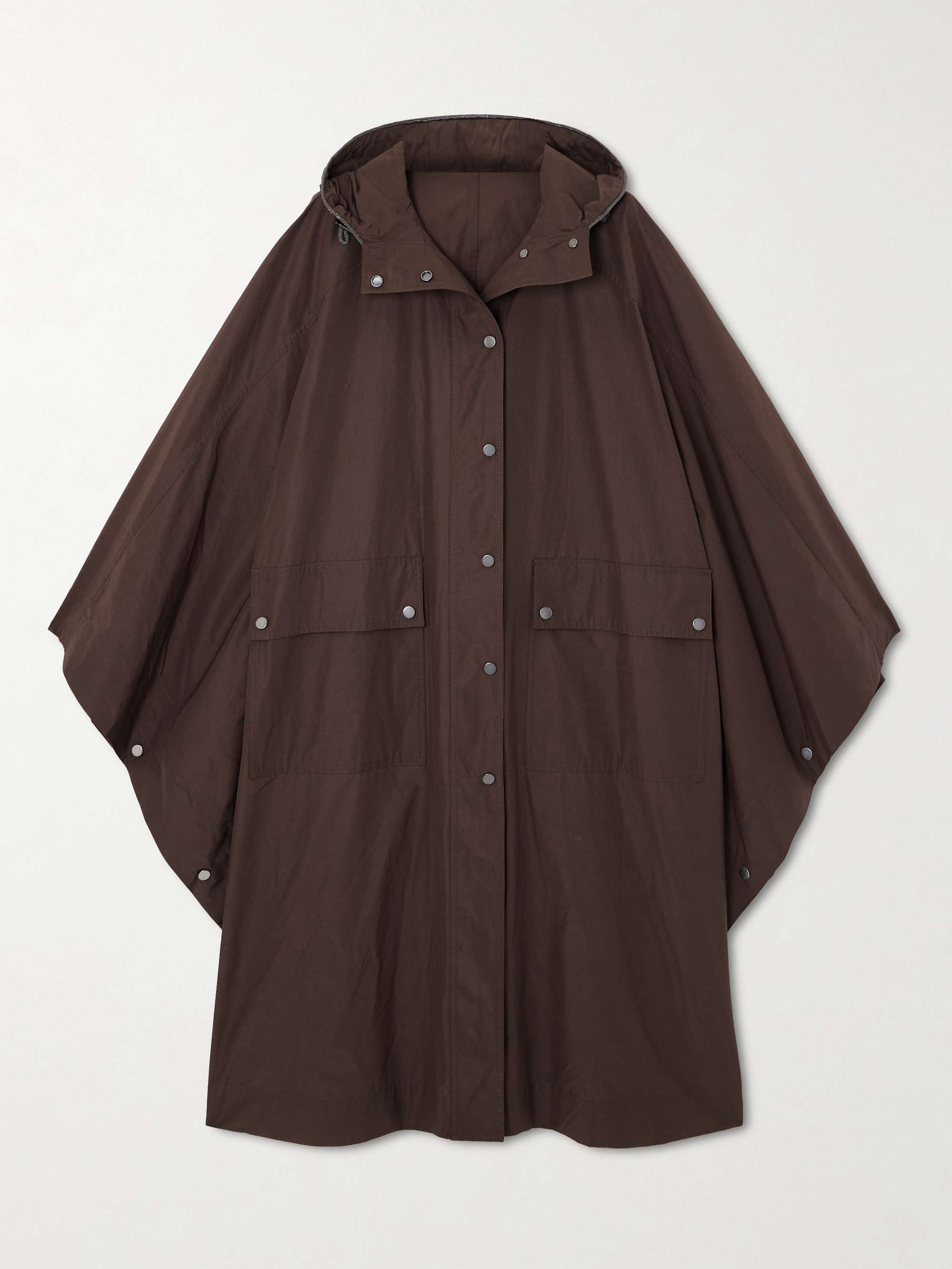 Bead-embellished hooded shell coat view