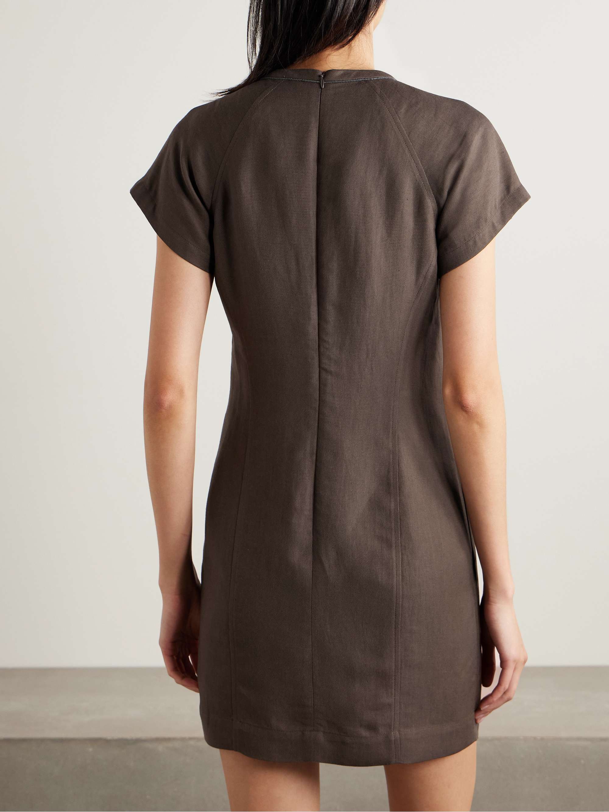 Bead-embellished twill mini dress view