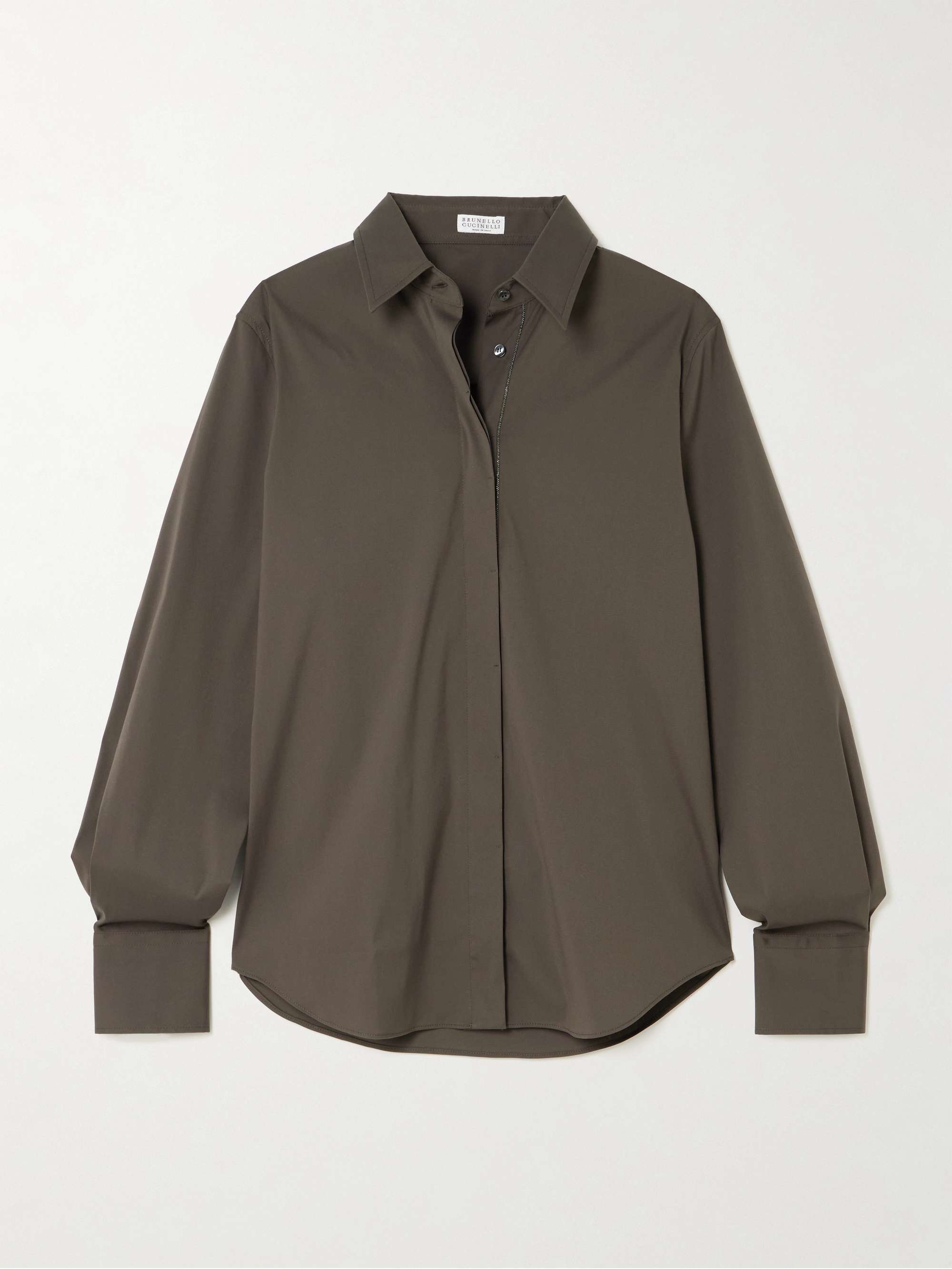 Bead-embellished cotton-blend poplin shirt view