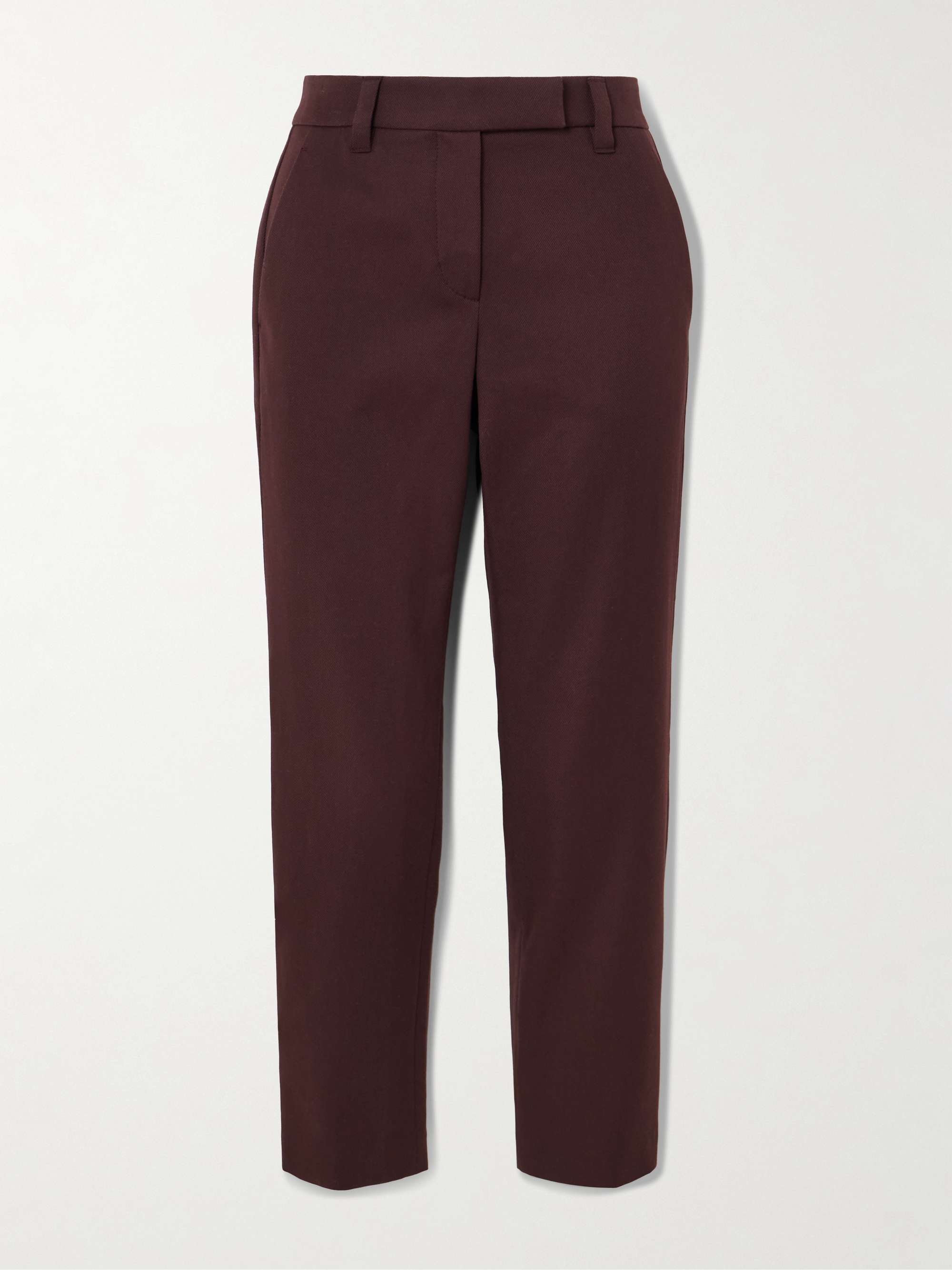Cotton-blend twill straight-leg pants view