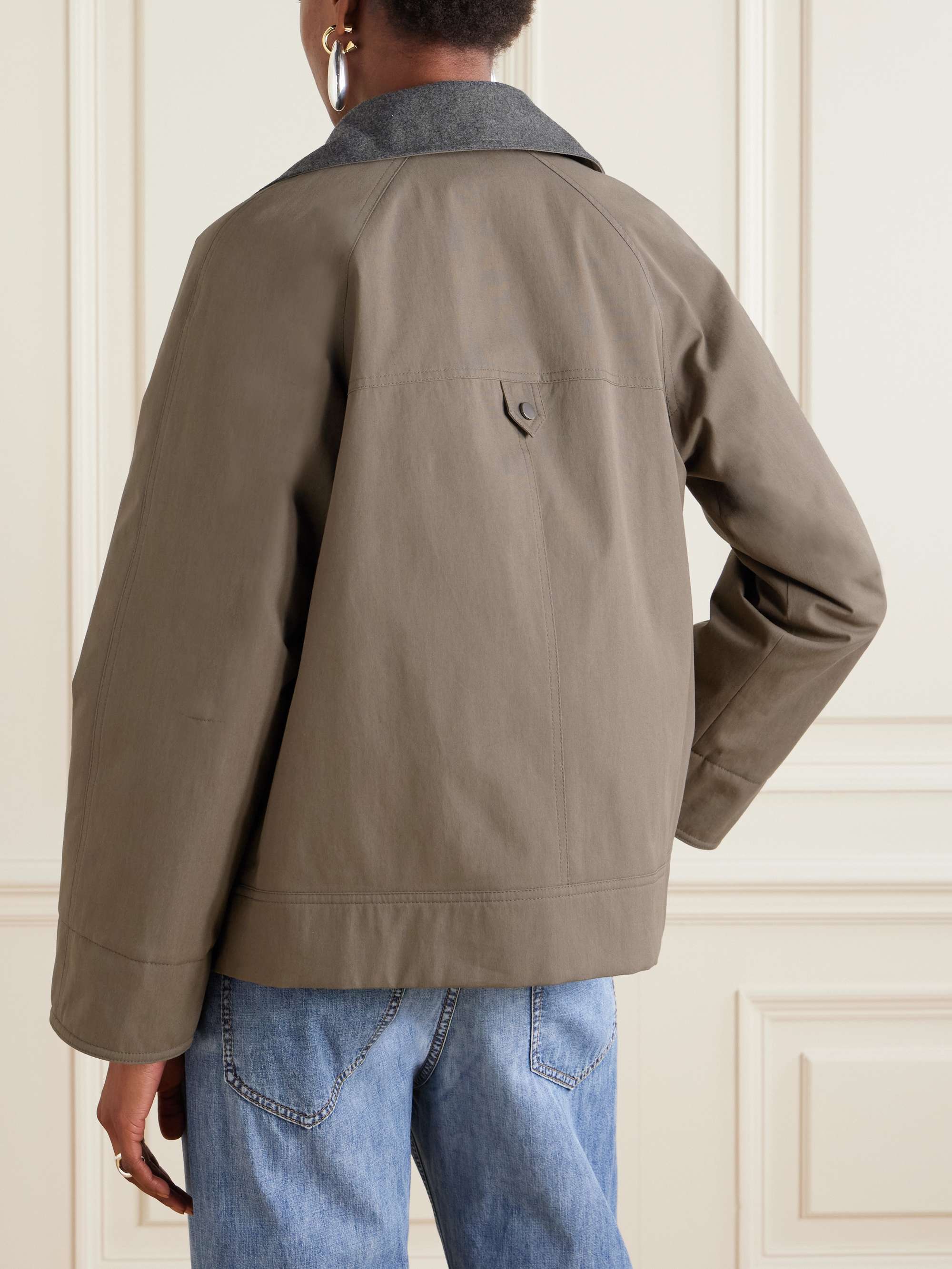 Bead-embellished wool felt-trimmed padded cotton-blend jacket view