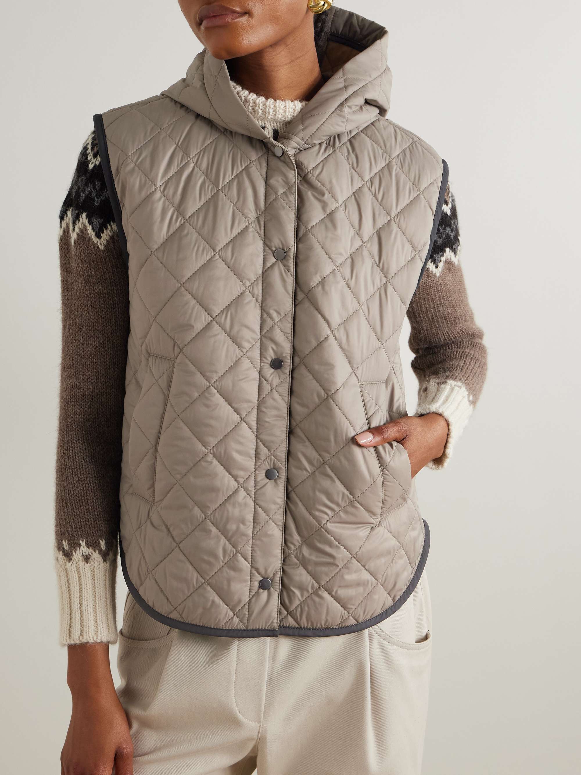 Hooded quilted shell vest view