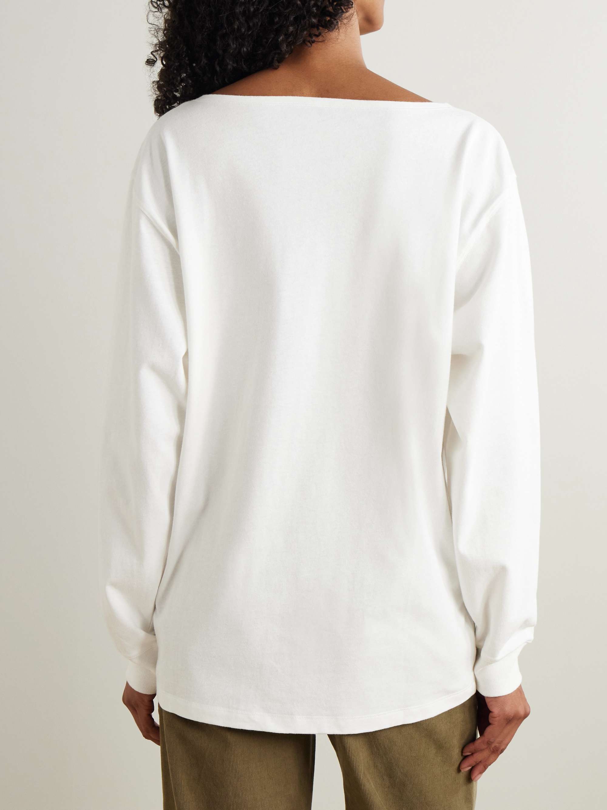 Cotton and linen-blend jersey top view