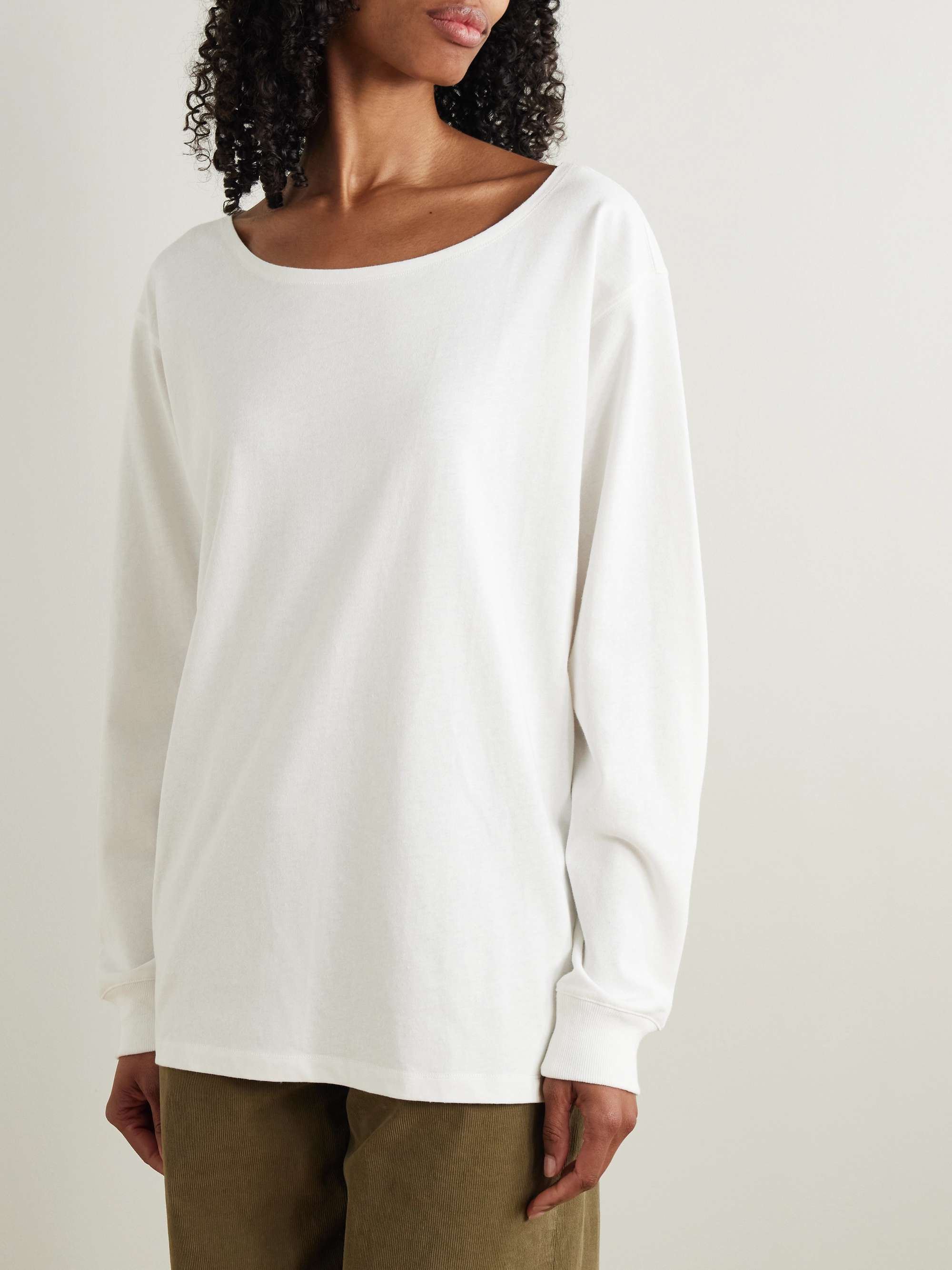 Cotton and linen-blend jersey top view