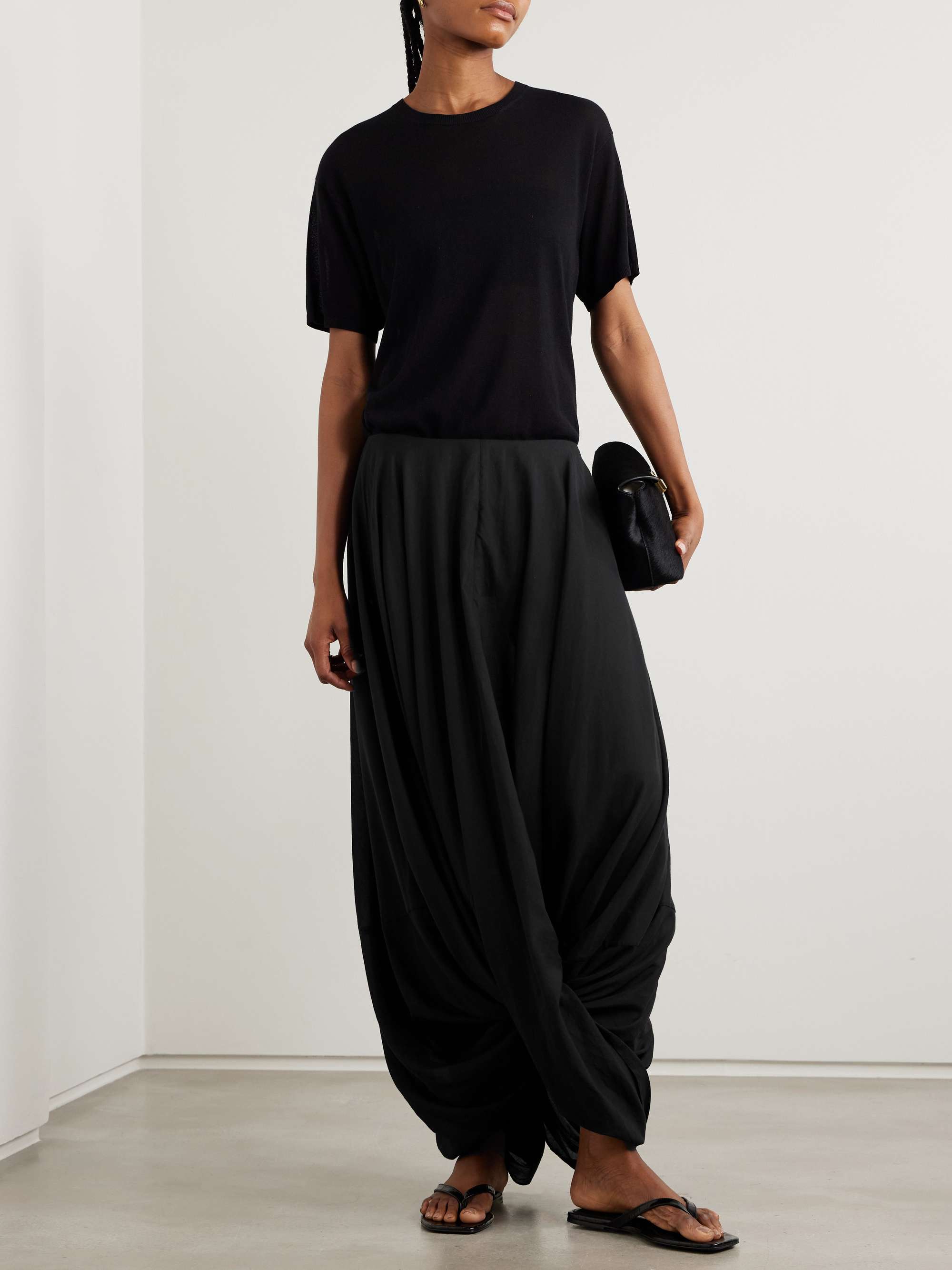 Draped Lyocell and organic cotton-blend voile maxi skirt view