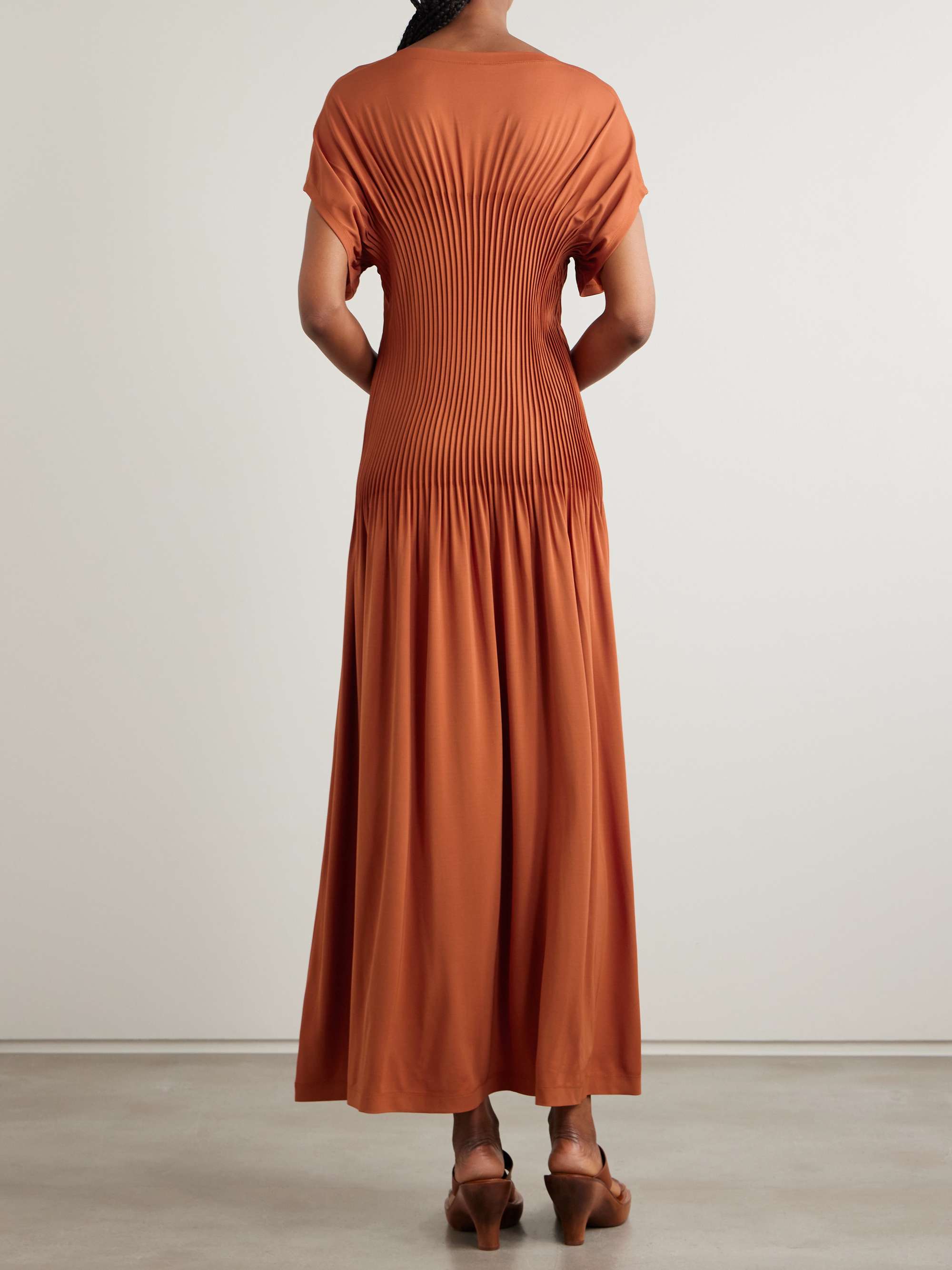 Pleated stretch-jersey maxi dress view