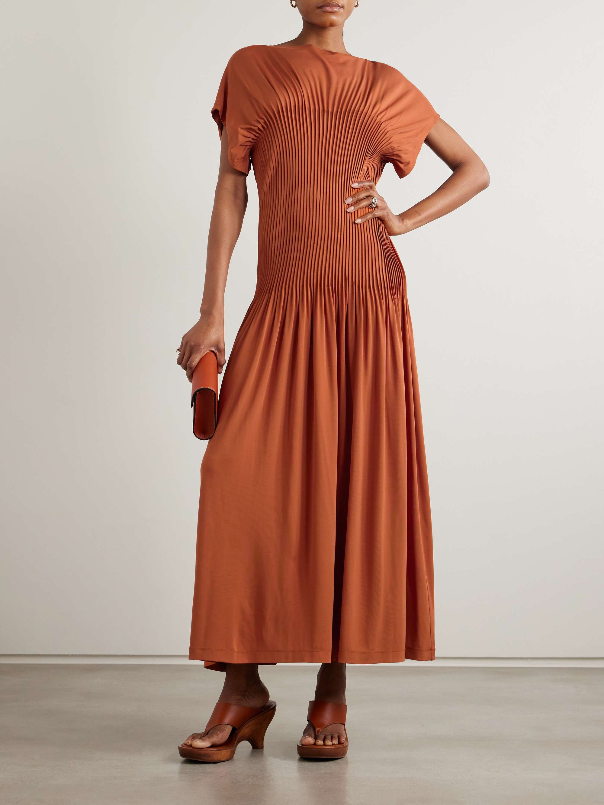 Pleated stretch-jersey maxi dress view