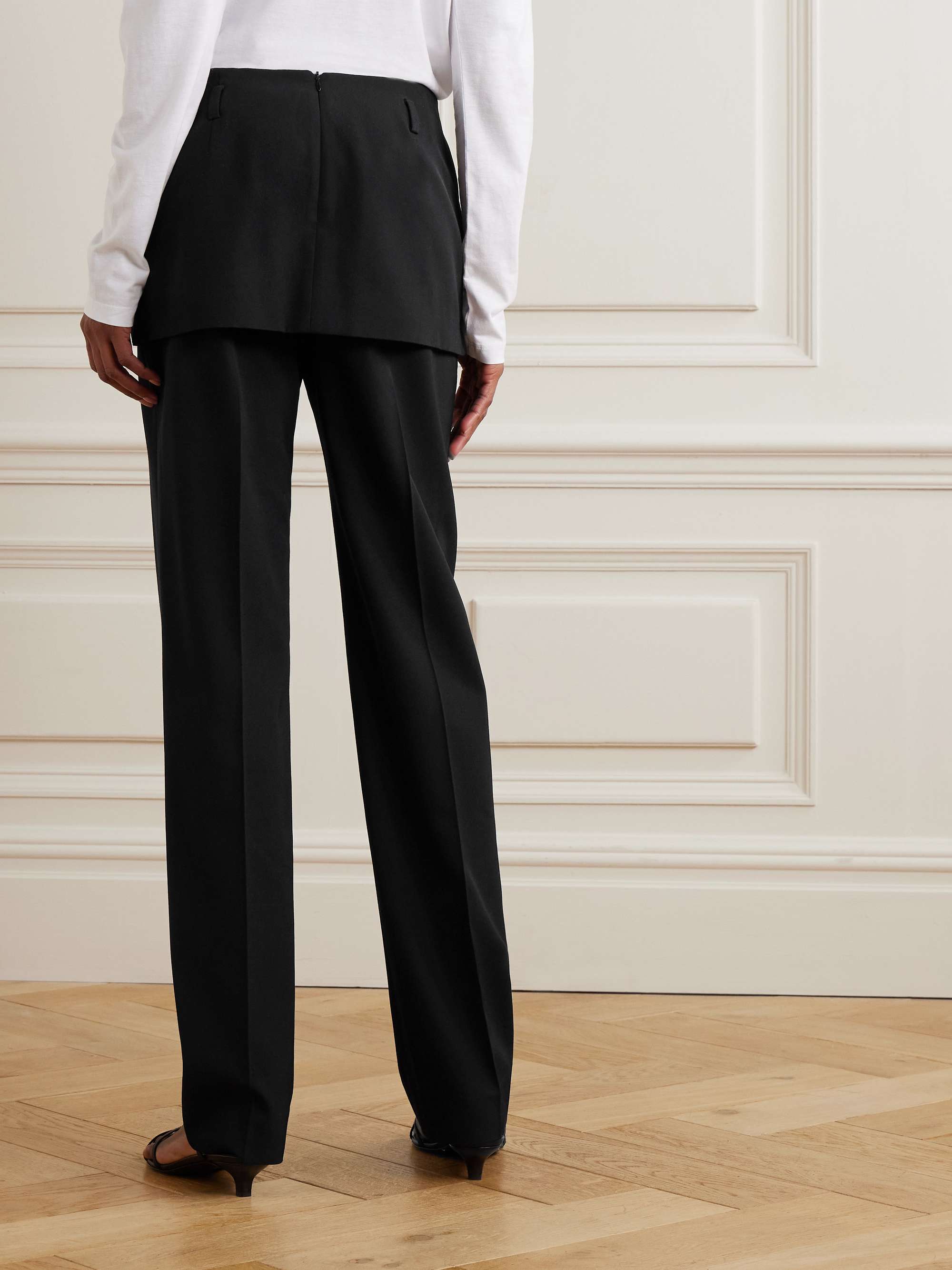 Layered wool-twill straight-leg pants view
