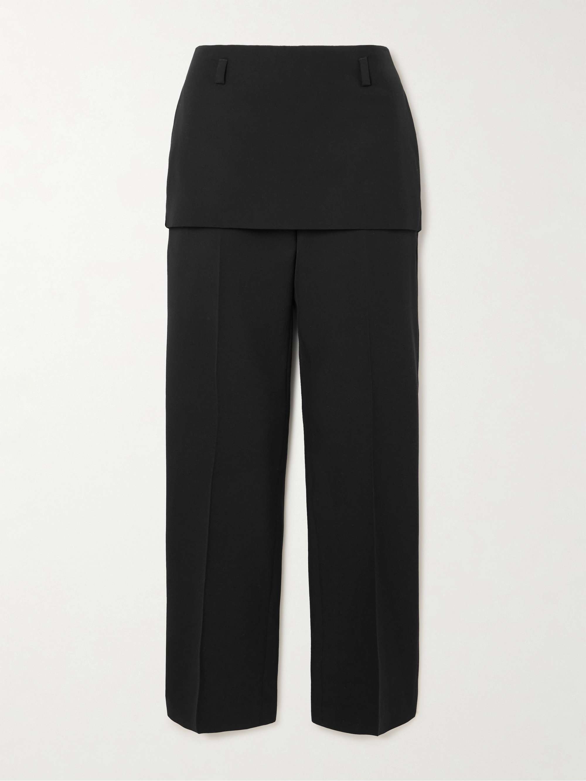 Layered wool-twill straight-leg pants view
