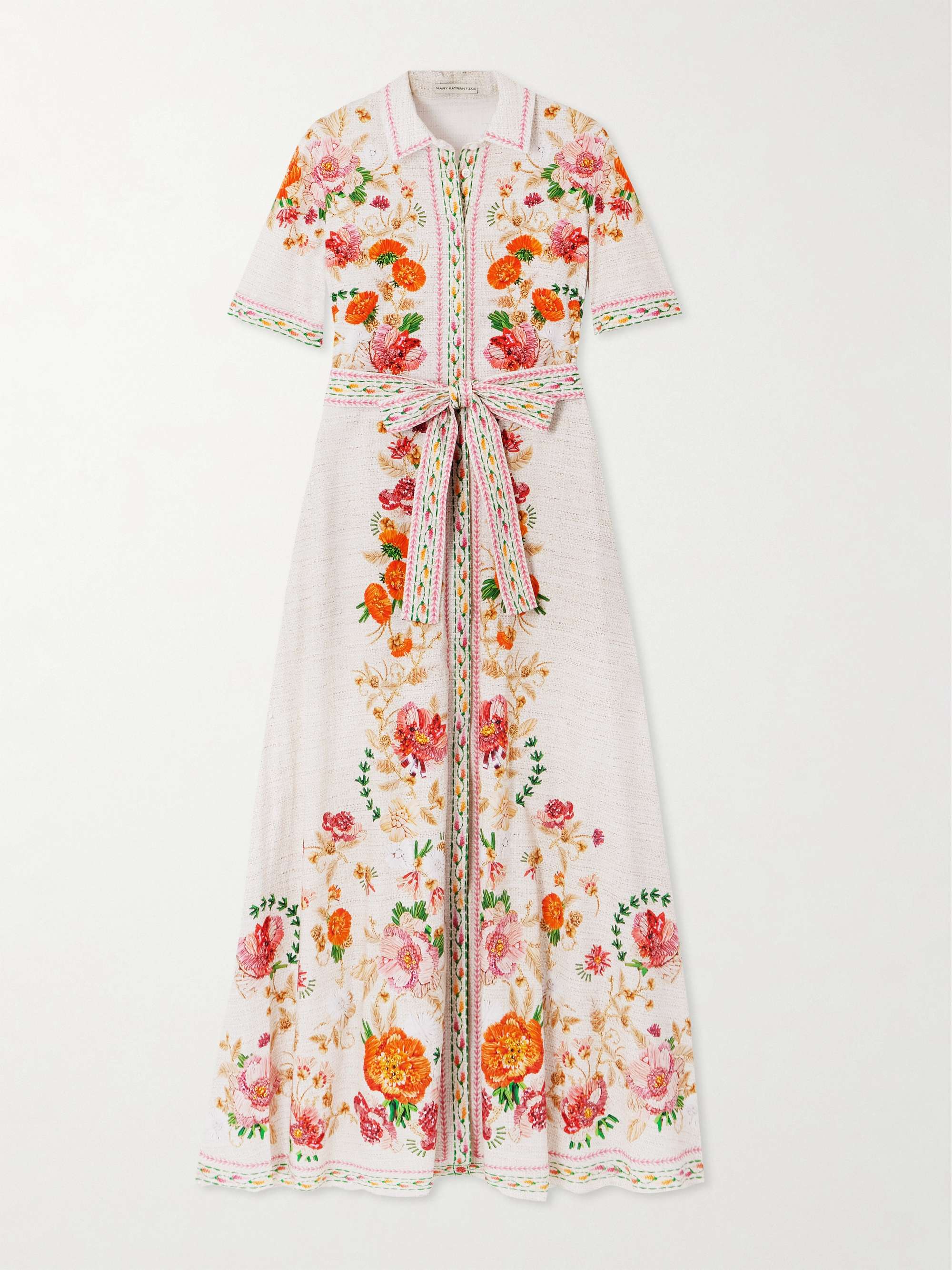 Como belted floral-print cotton-poplin midi shirt dress view