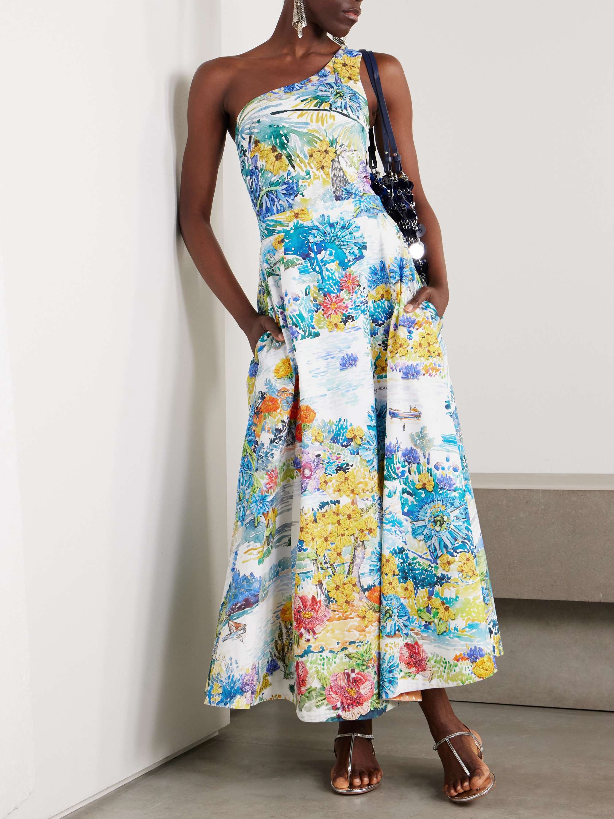 Cadiot pleated floral-print cotton-poplin midi skirt view