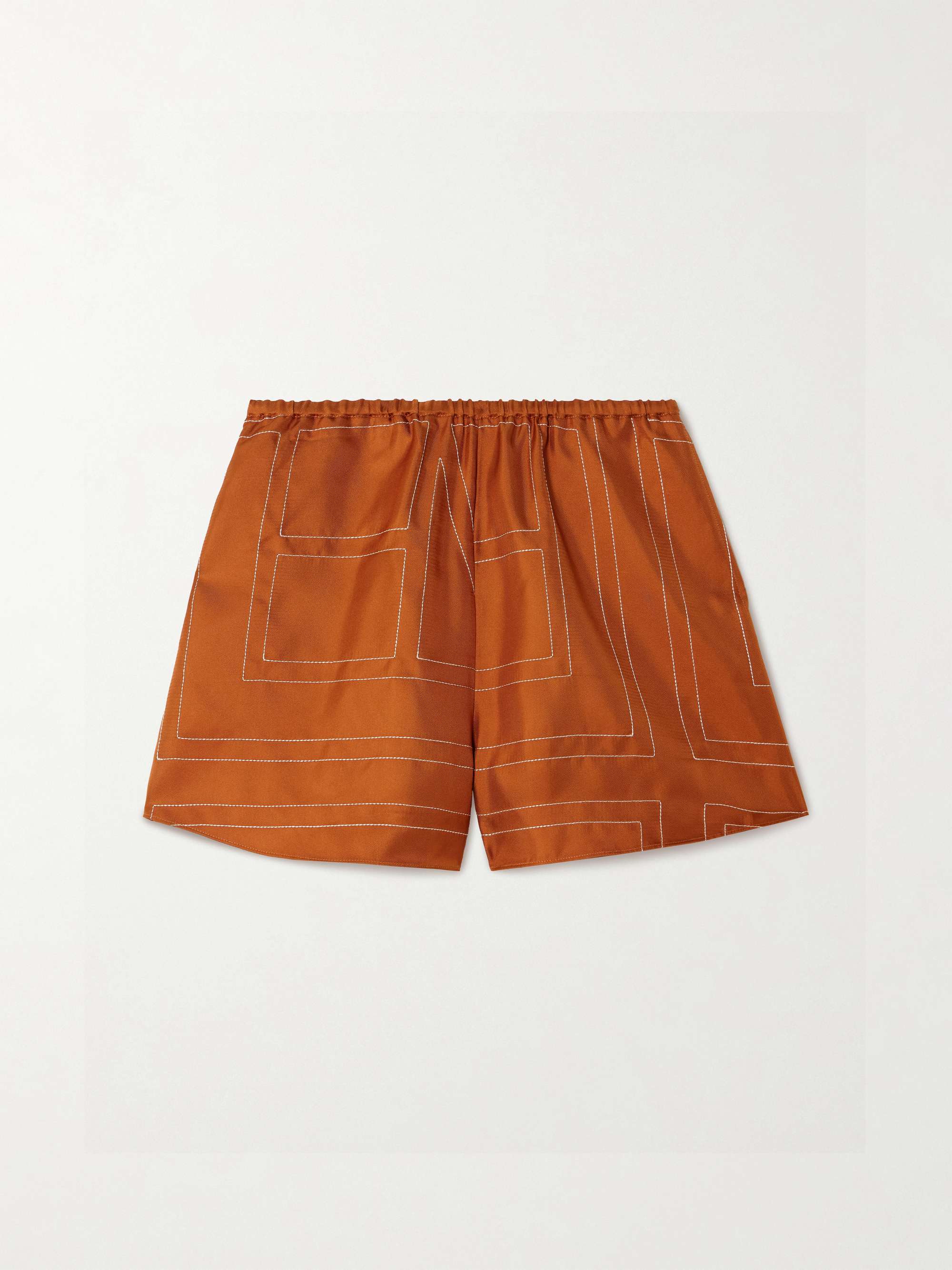 Embroidered silk-twill shorts view
