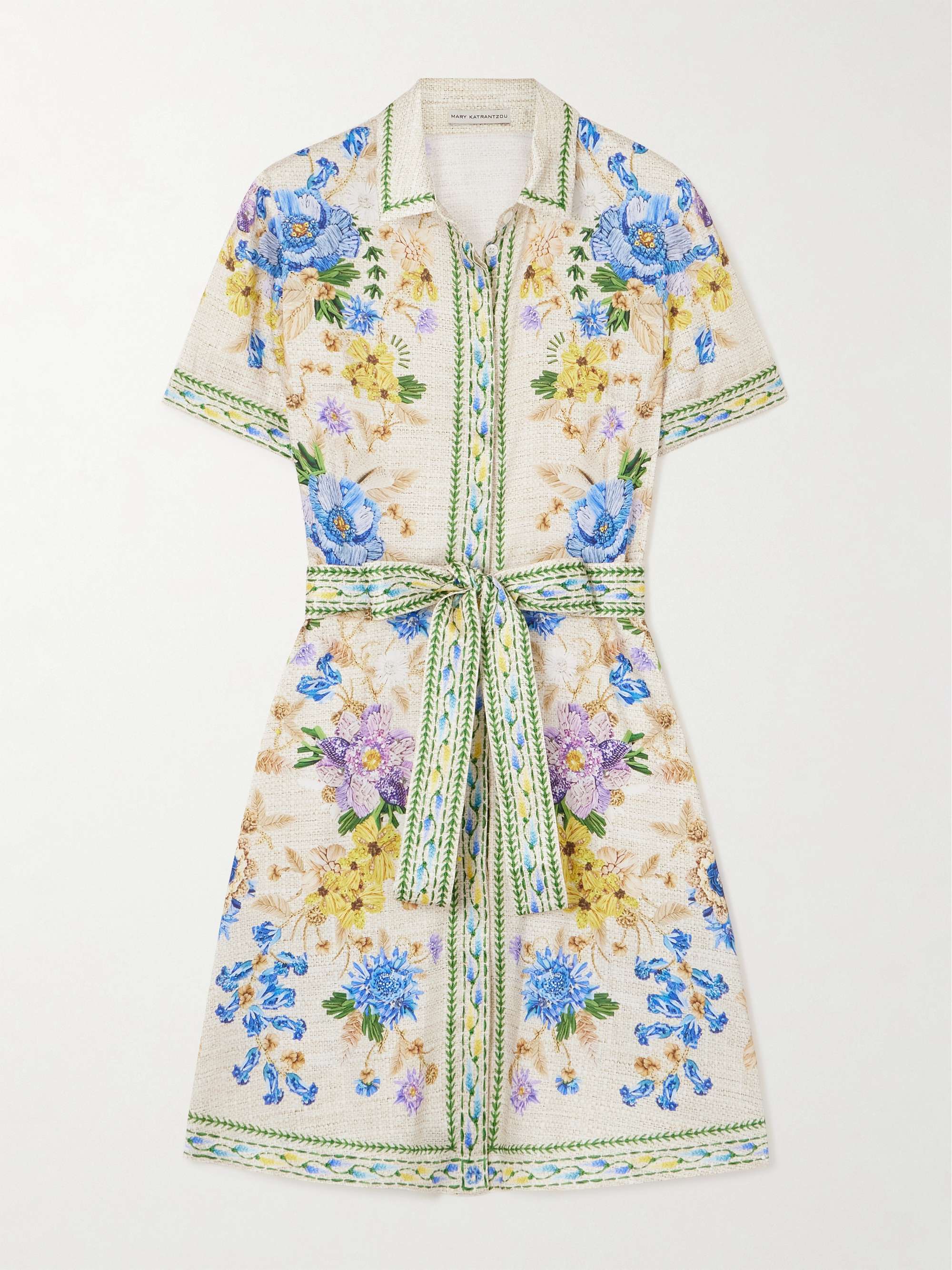 Chima belted floral-print twill mini shirt dress view