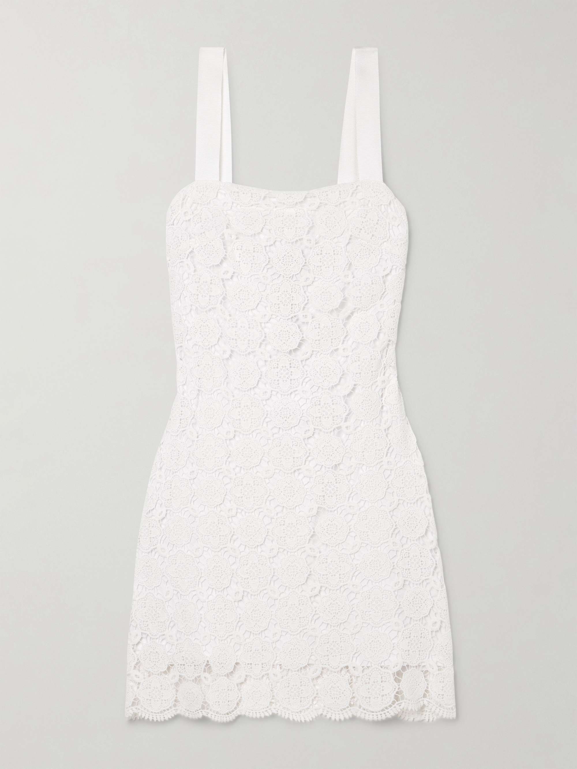 Kira grosgrain-trimmed guipure lace cotton mini dress view