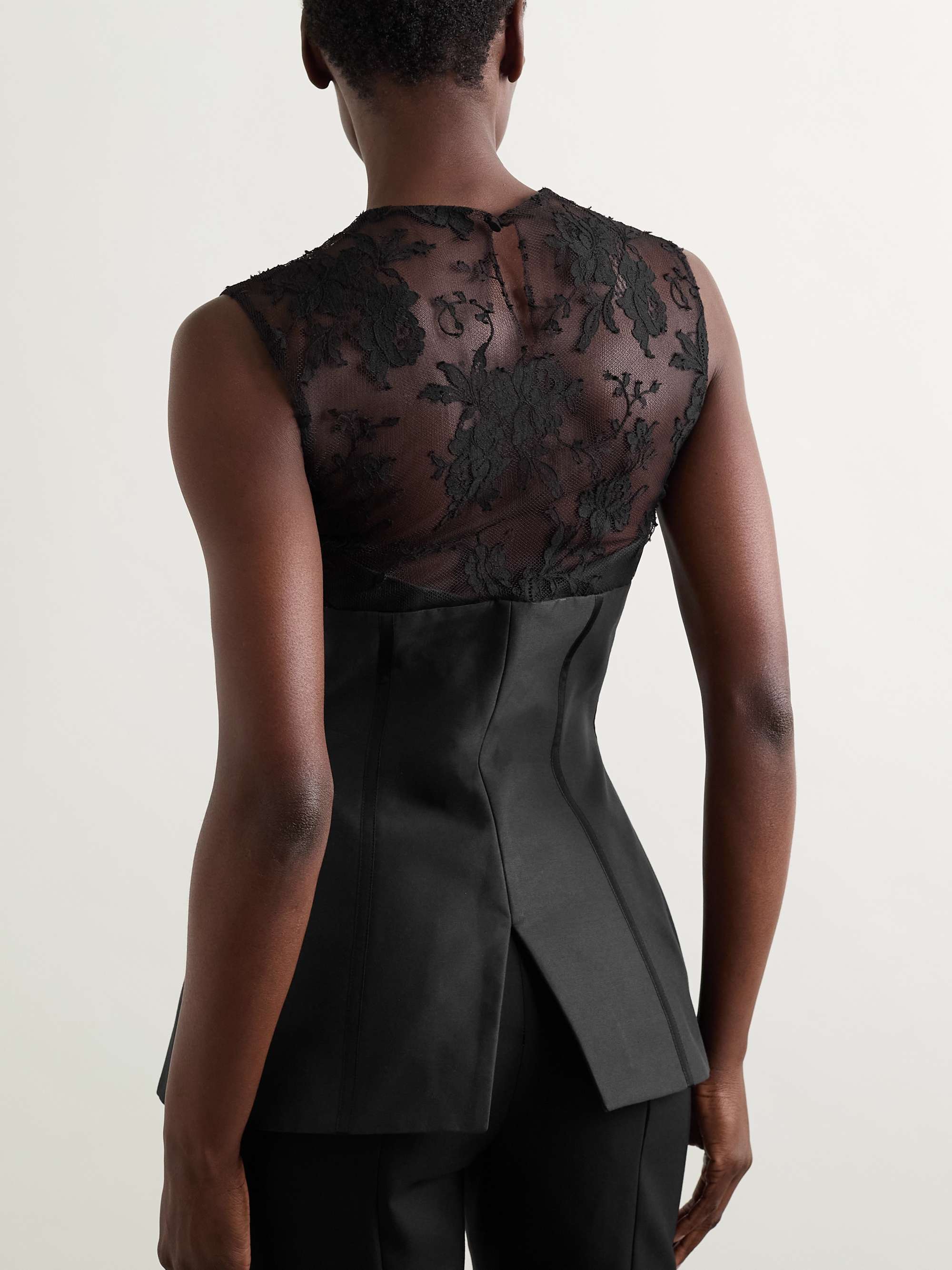 Lace-paneled cotton-blend top view
