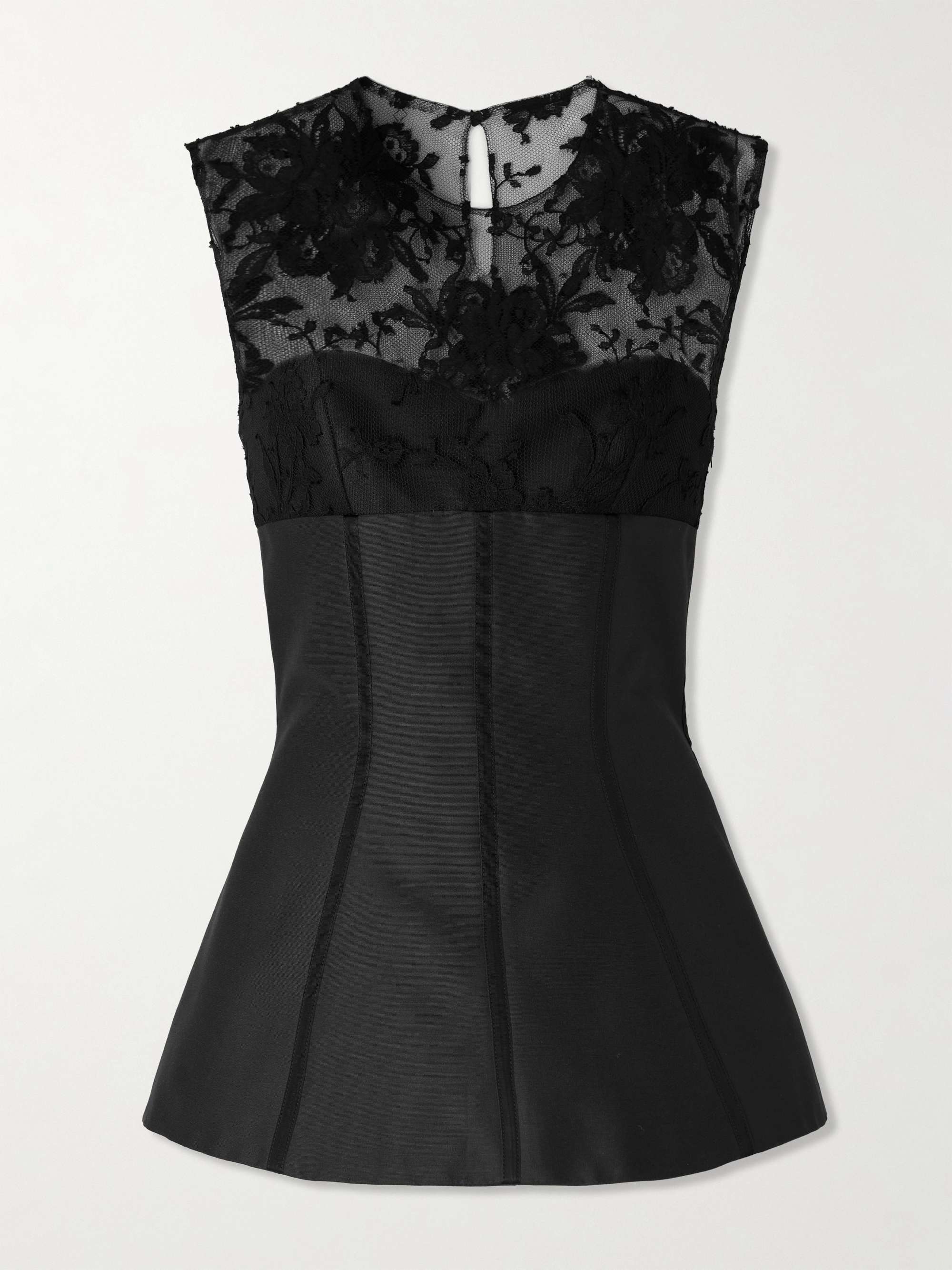 Lace-paneled cotton-blend top view