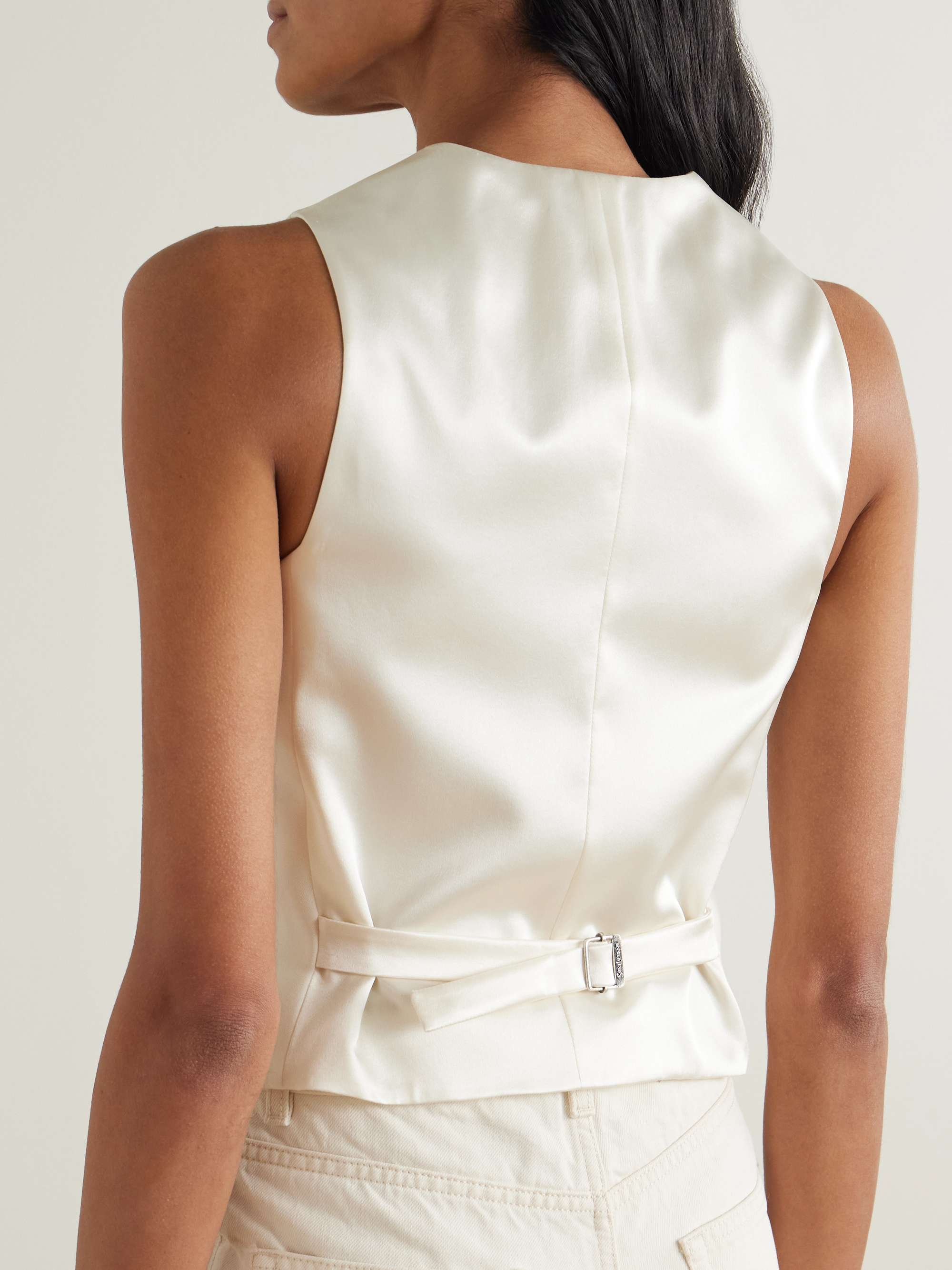 Silk satin-trimmed grain de poudre wool vest view