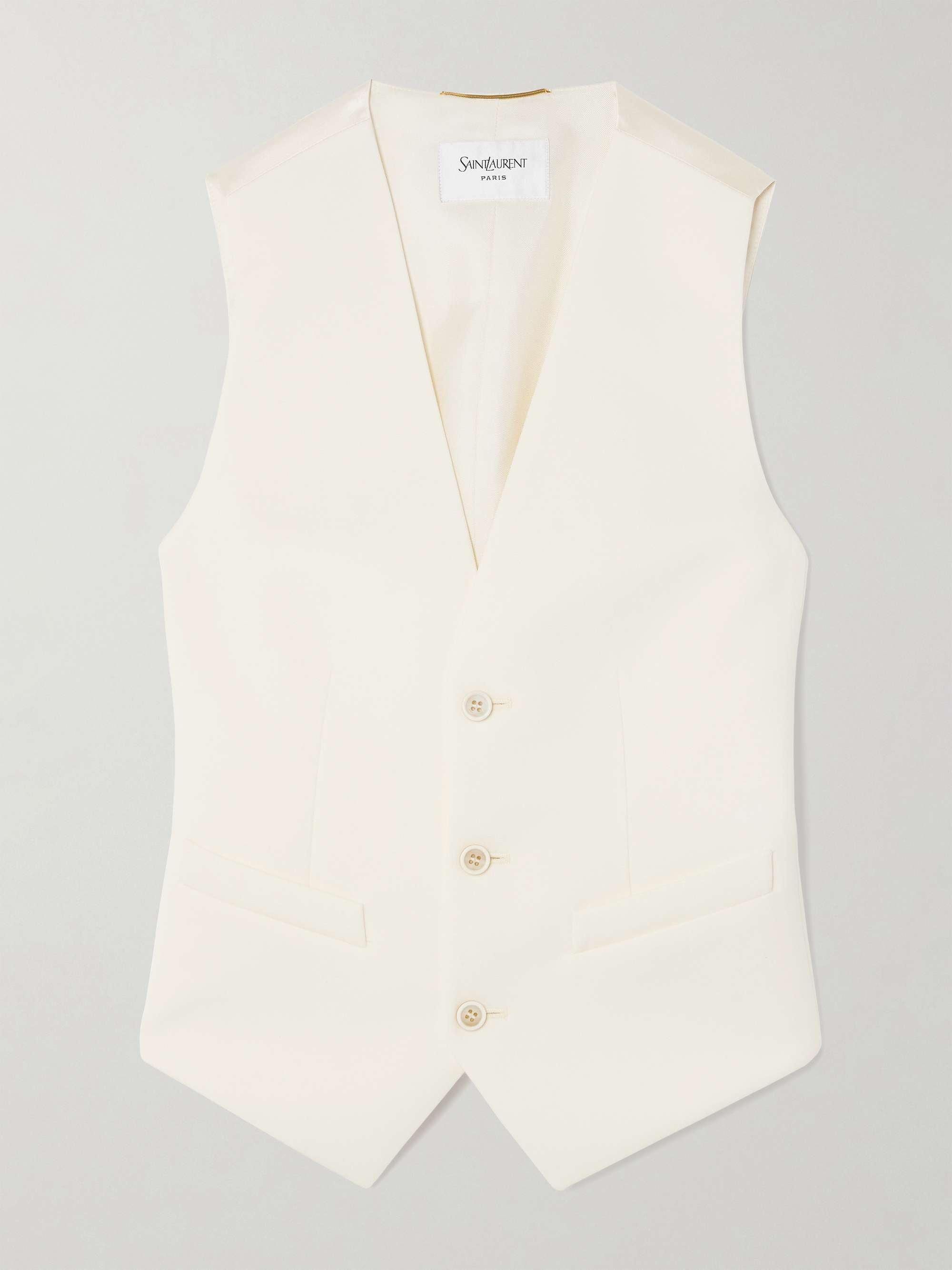 Silk satin-trimmed grain de poudre wool vest view