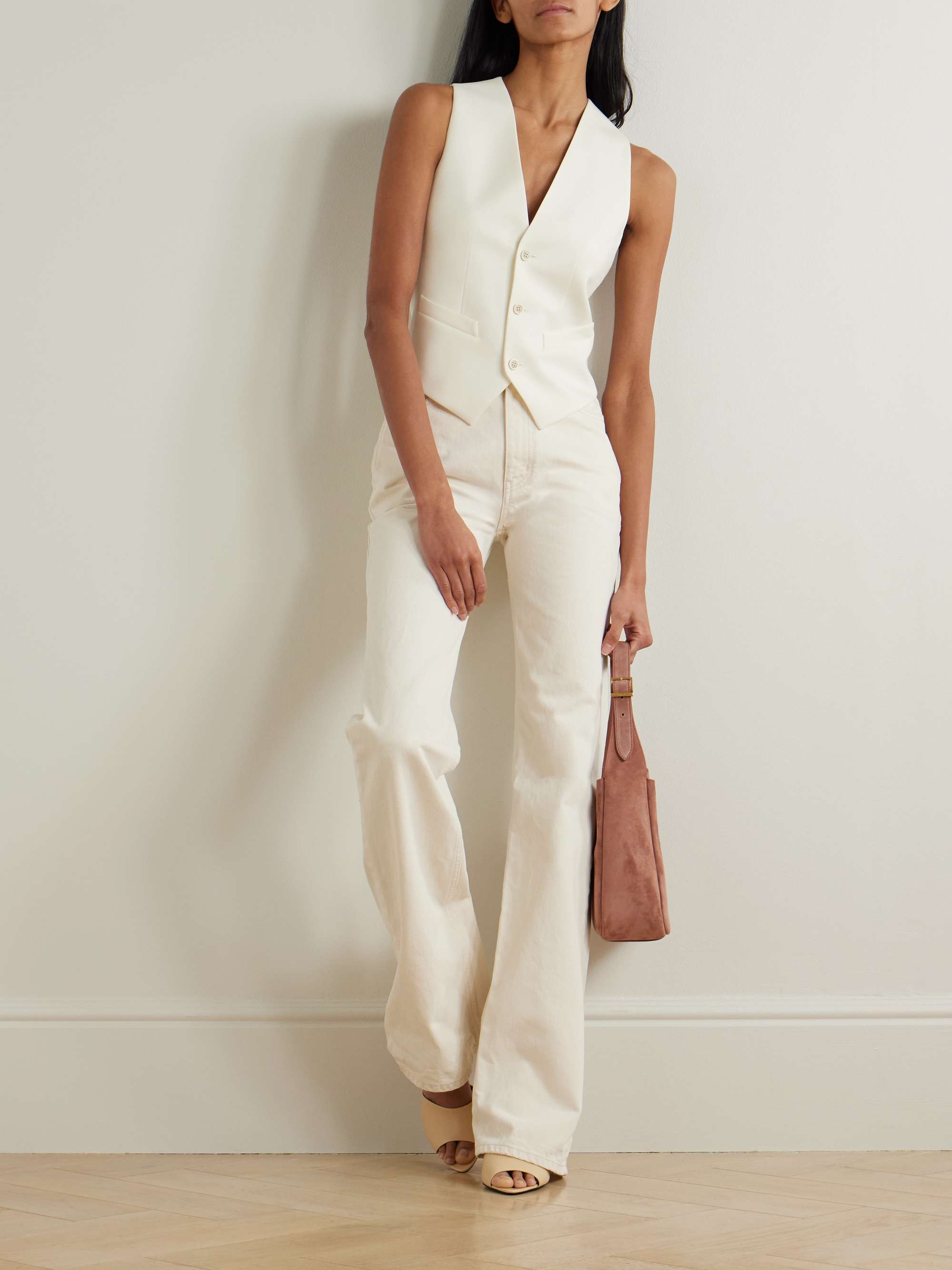 Silk satin-trimmed grain de poudre wool vest view