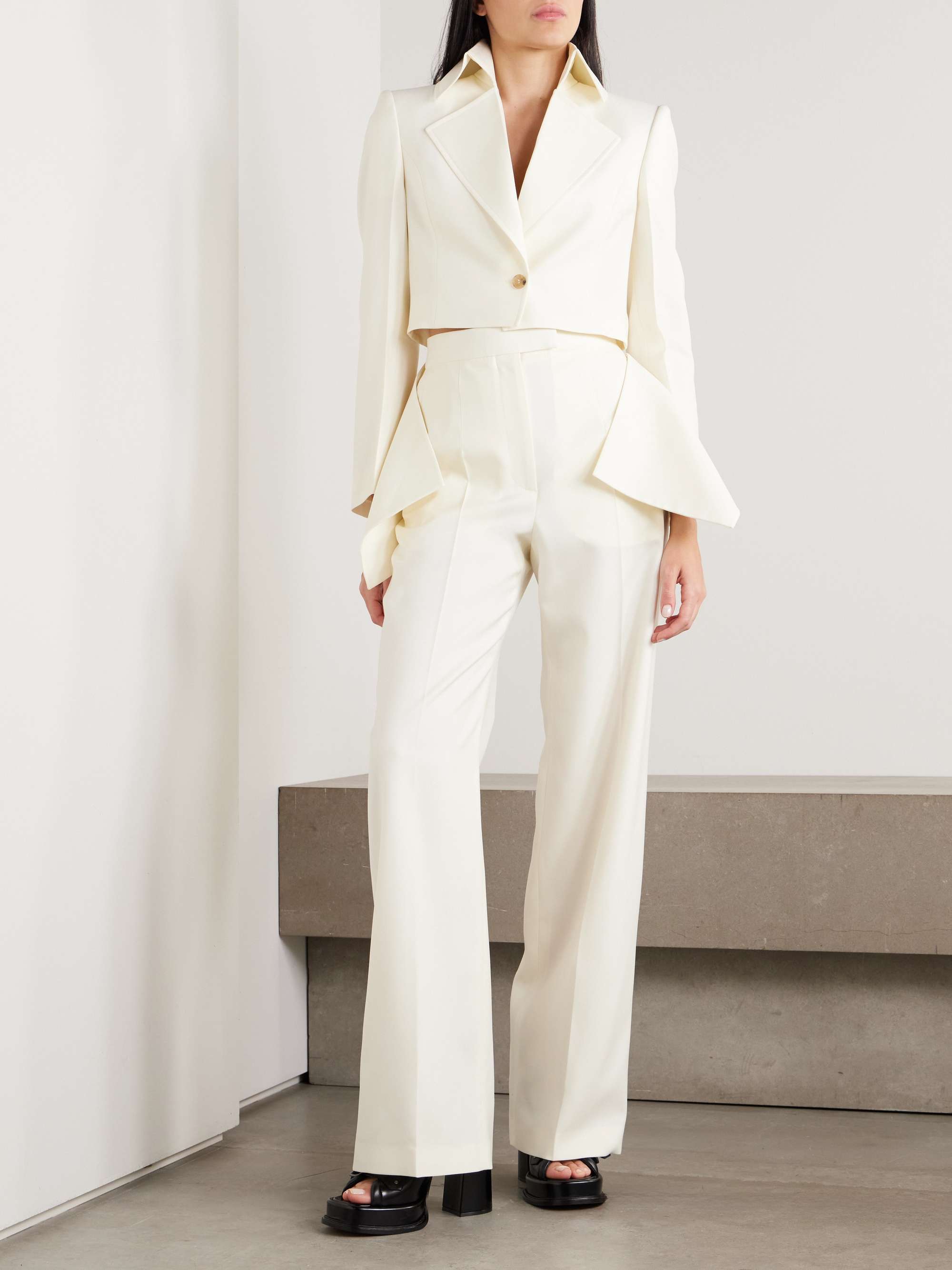 Peplum wool-twill blazer view