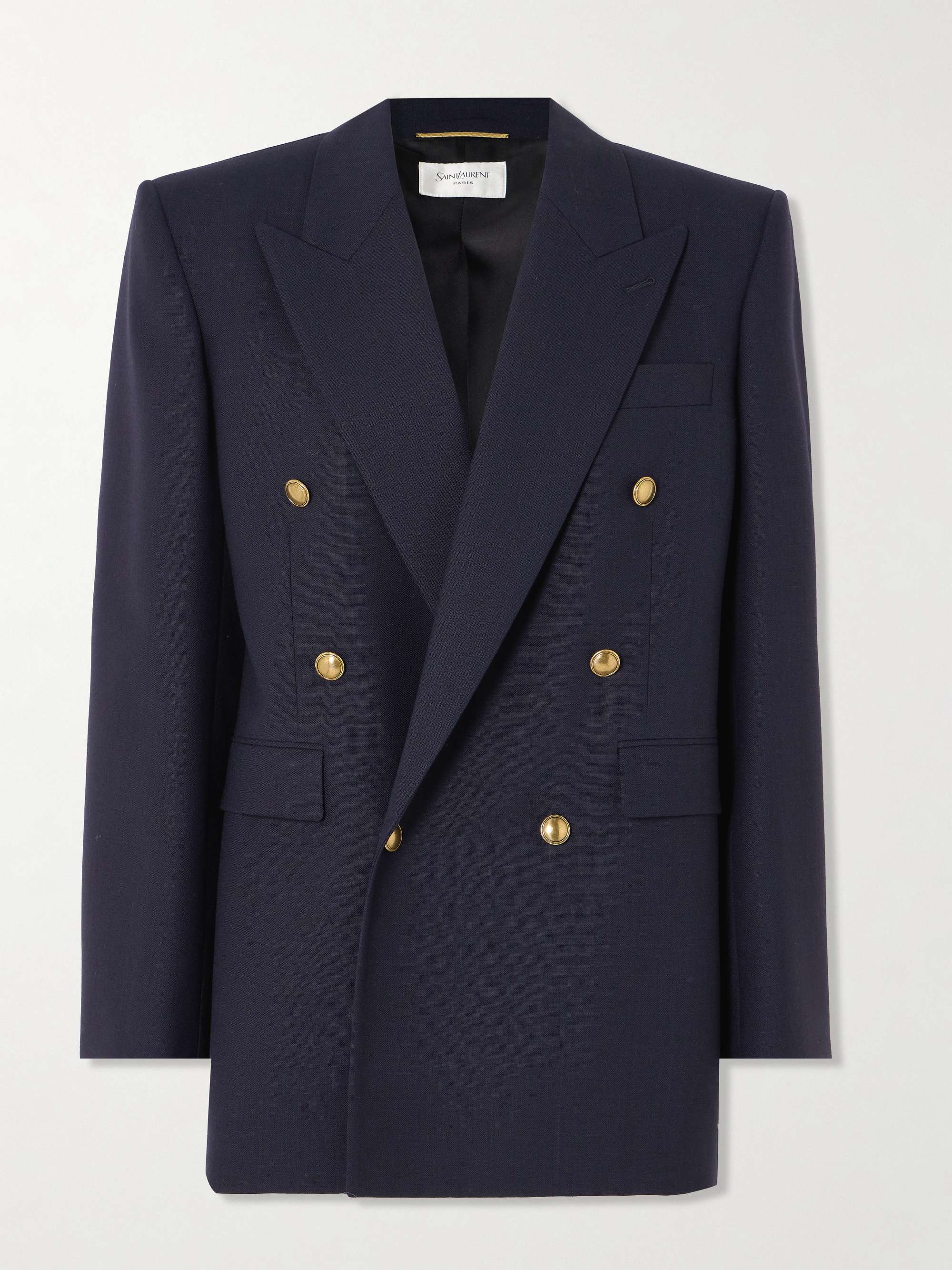 Oversized double-breasted grain de poudre wool blazer view