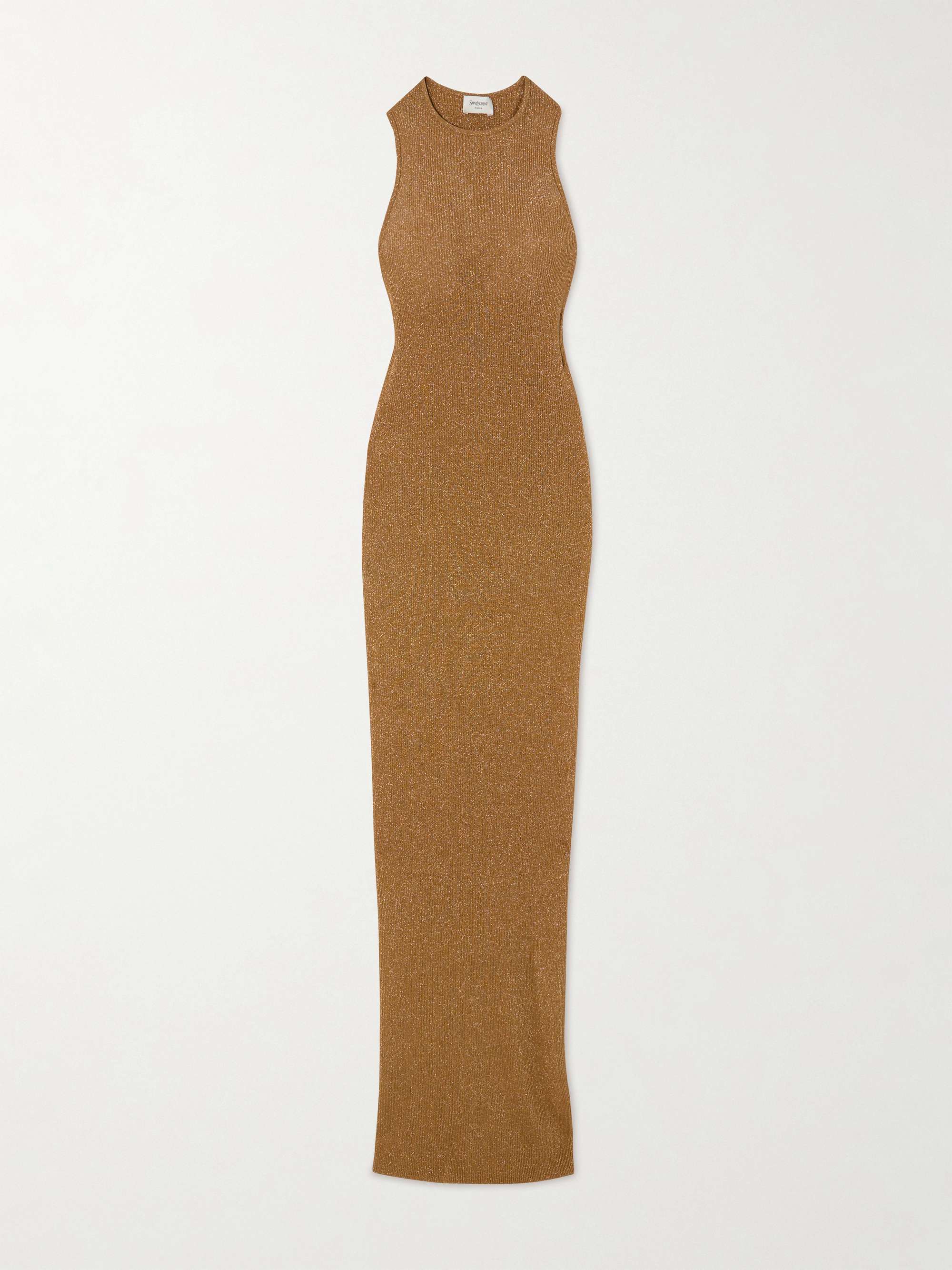 Metallic ribbed-knit maxi dress view