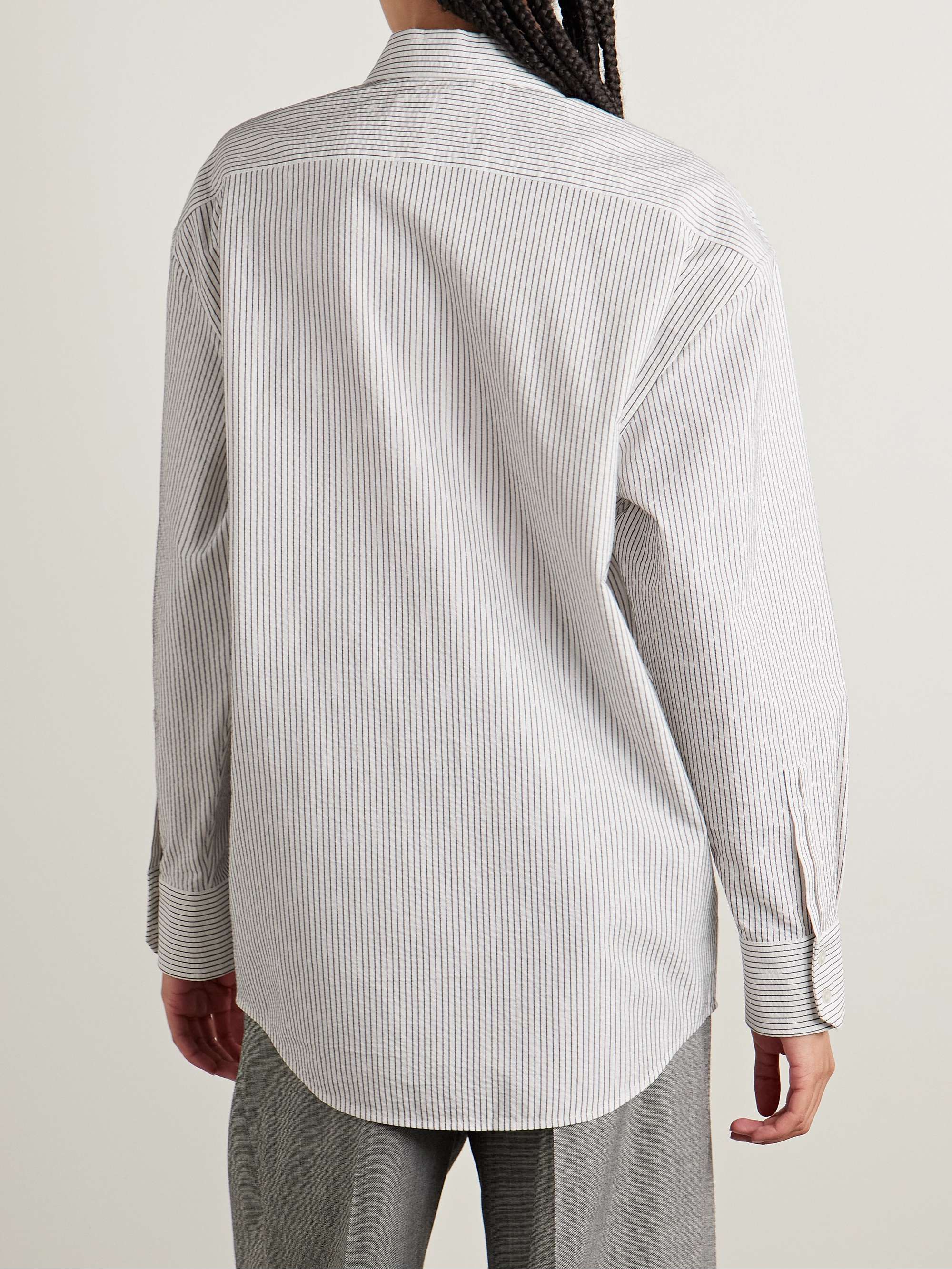 Embroidered striped cotton shirt view