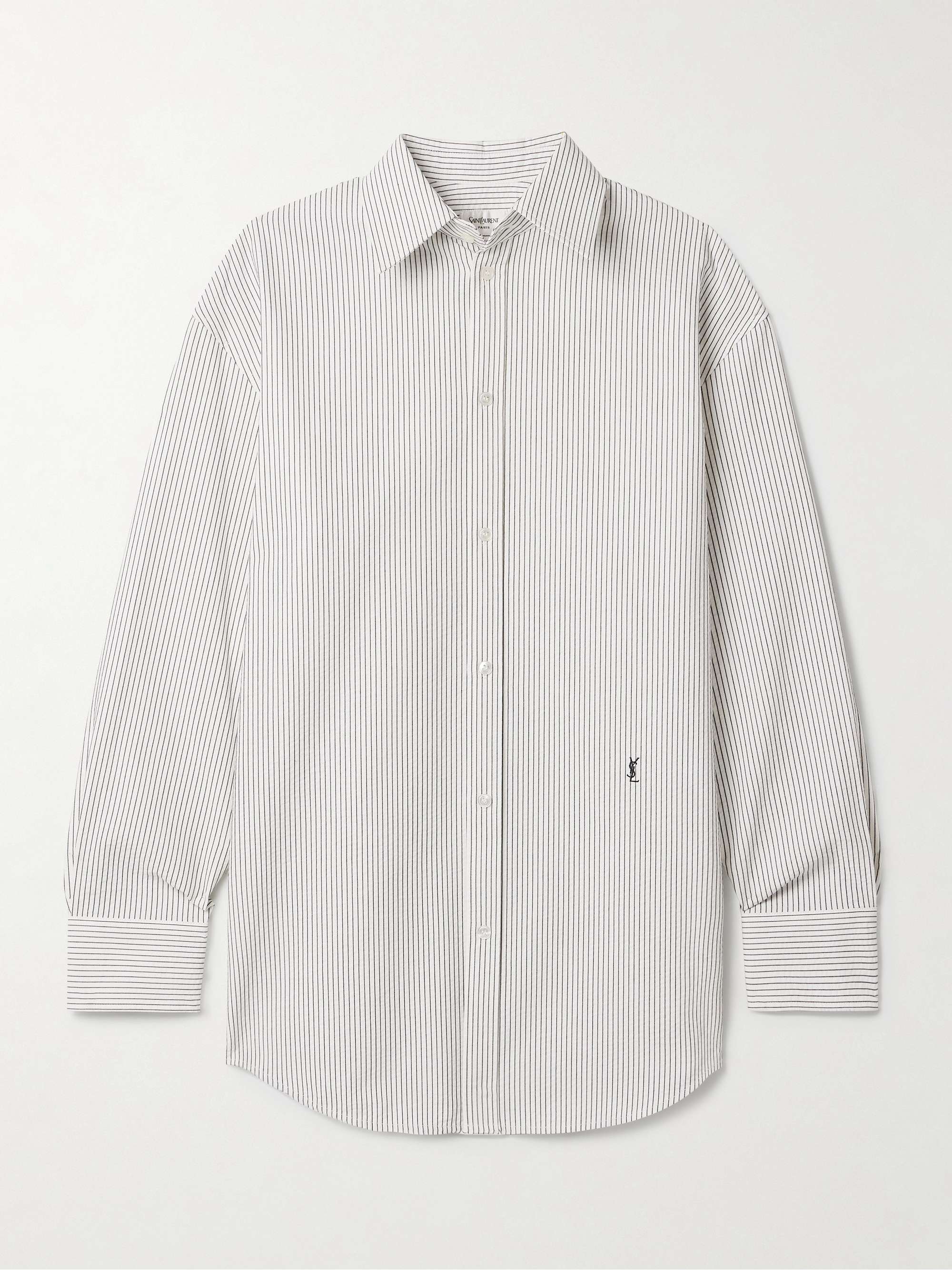 Embroidered striped cotton shirt view