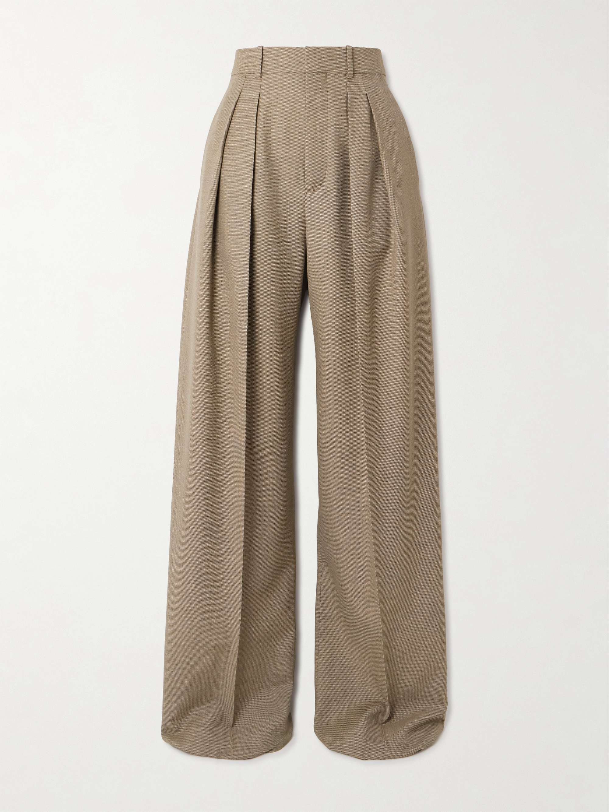 Pleated wool-canvas wide-leg pants view