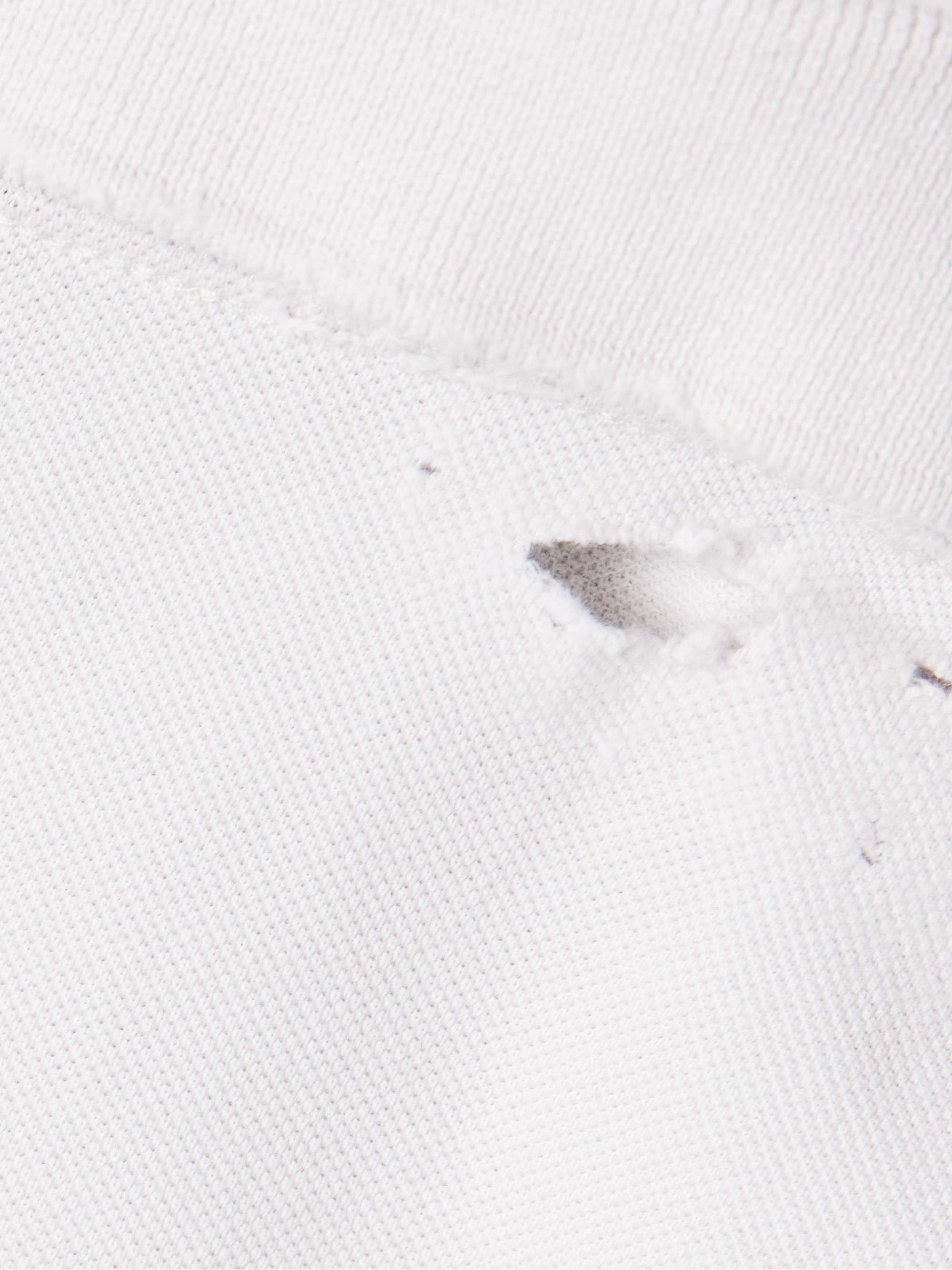 Distressed embroidered cotton-piqué polo shirt view