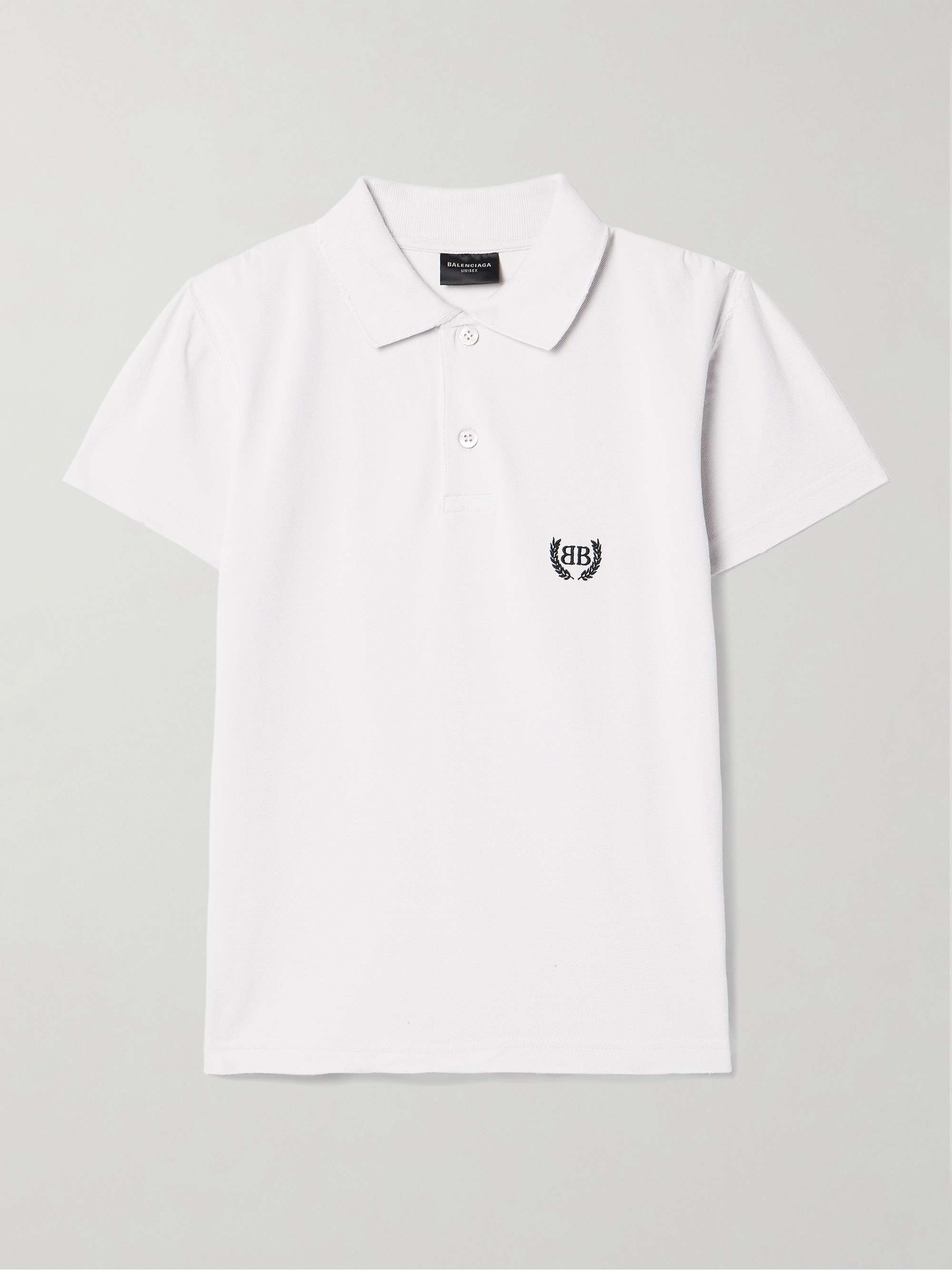 Distressed embroidered cotton-piqué polo shirt view