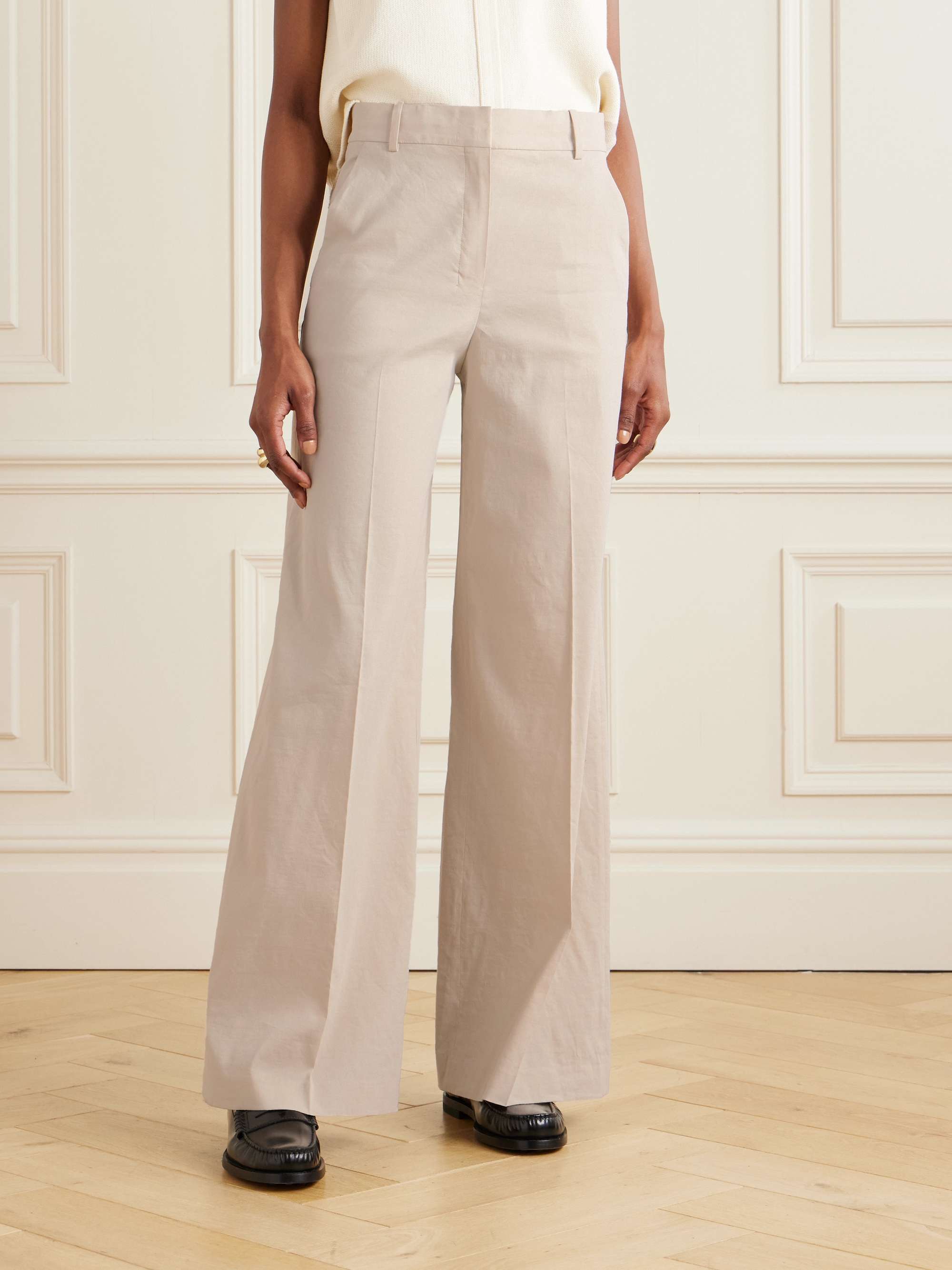 Treeca linen-blend wide-leg pants view