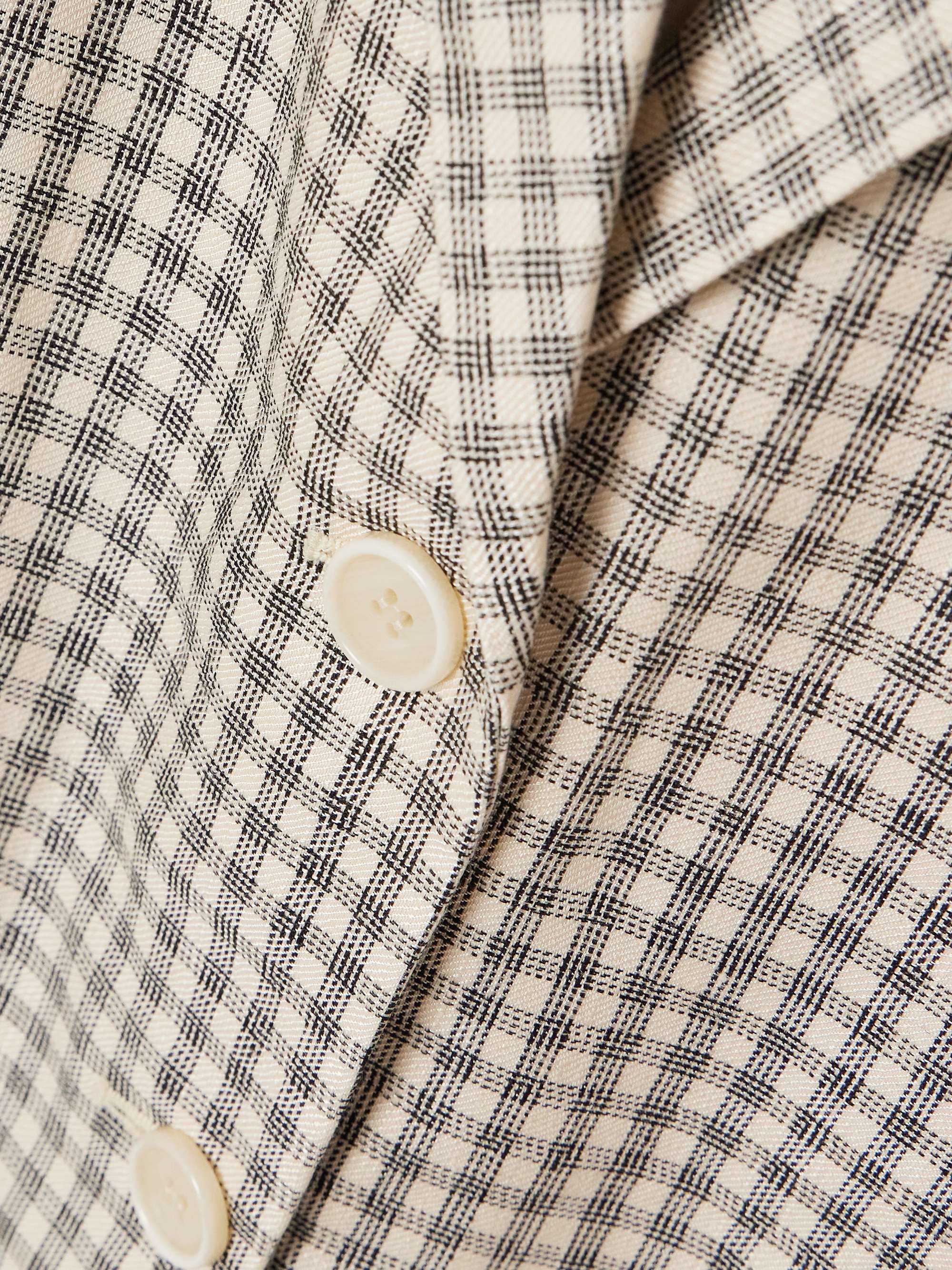Checked linen-blend blazer view