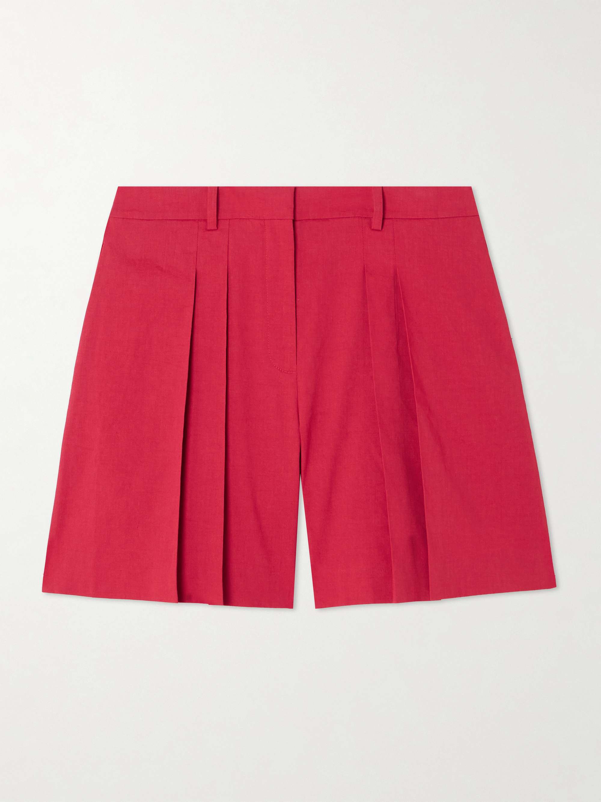 Pleated linen-blend shorts view