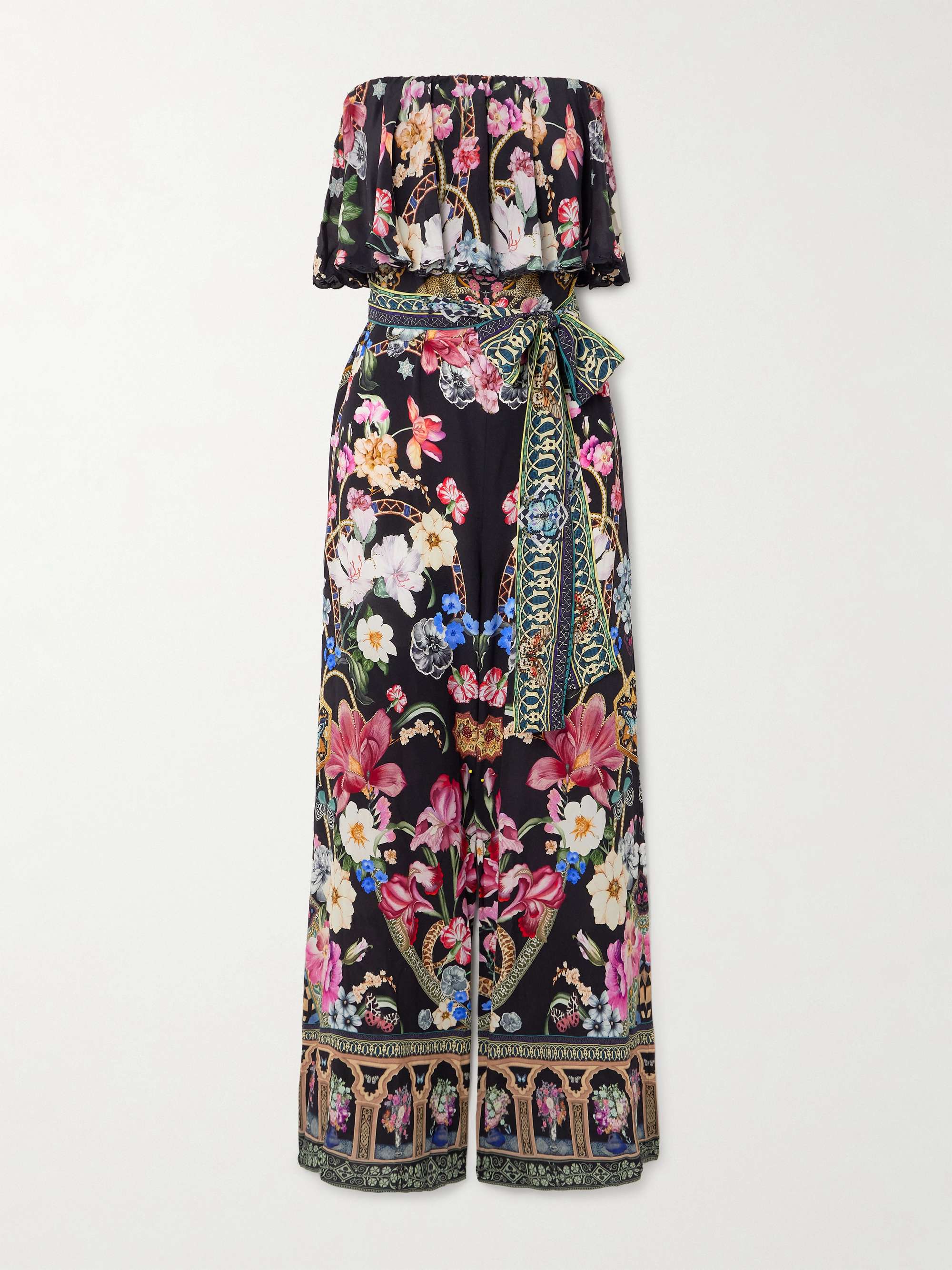 Strapless embellished printed silk crepe de chine jumpsuit view
