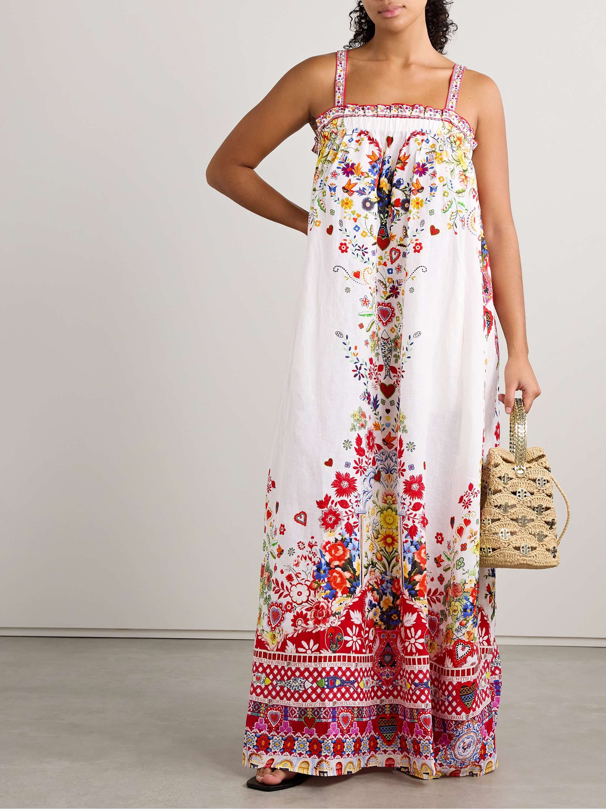 Crystal-embellished printed linen maxi dress view