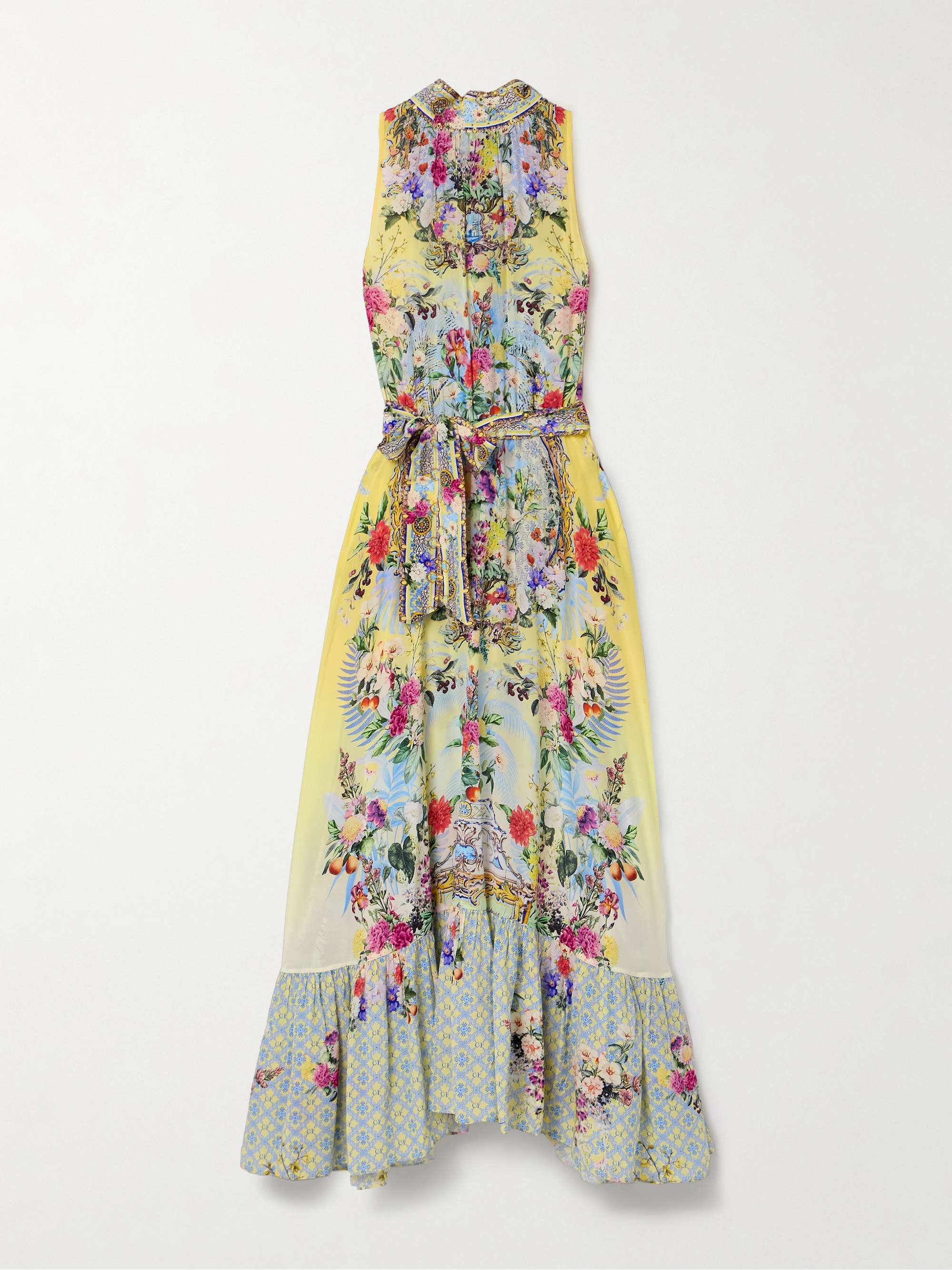 Belted tie-neck crystal-embellished floral-print silk-georgette maxi dress view