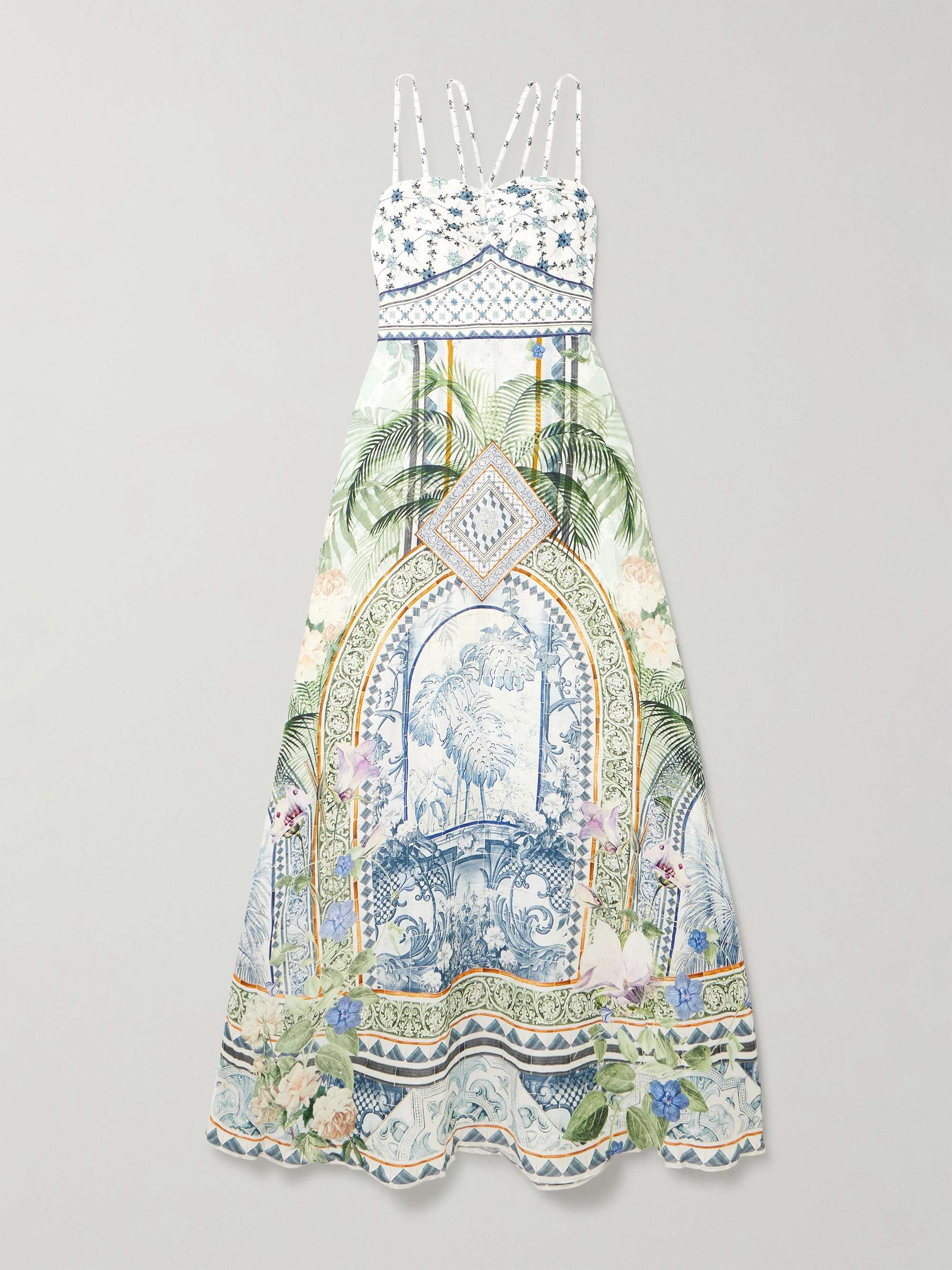 Jardim Party crystal-embellished printed linen and silk-blend maxi dress view