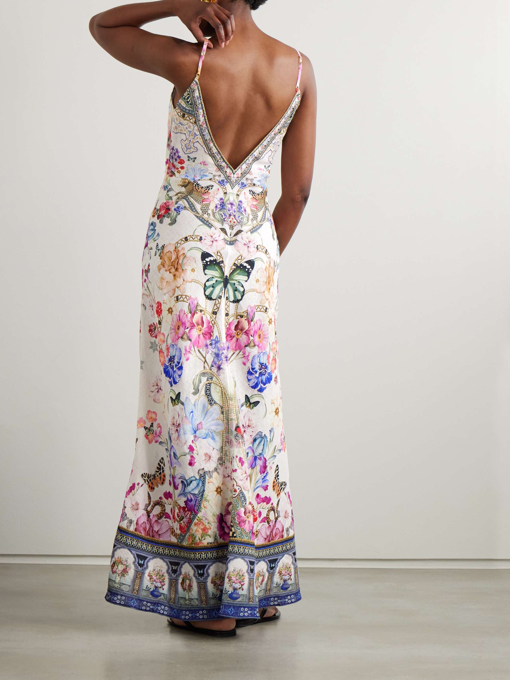 Monserate Magic crystal-embellished floral-print linen maxi dress view