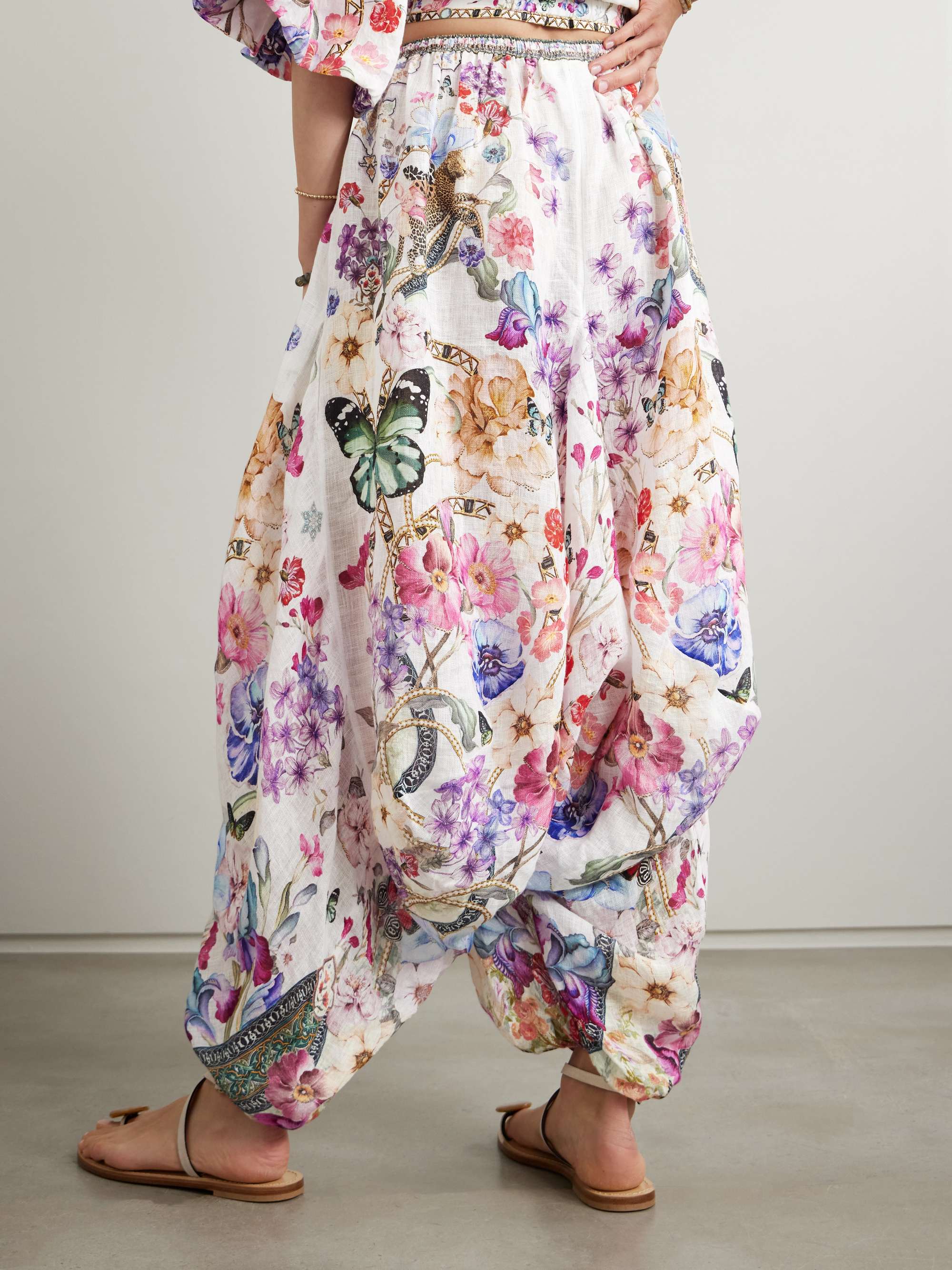 Monserrate Magic embellished printed linen tapered pants view