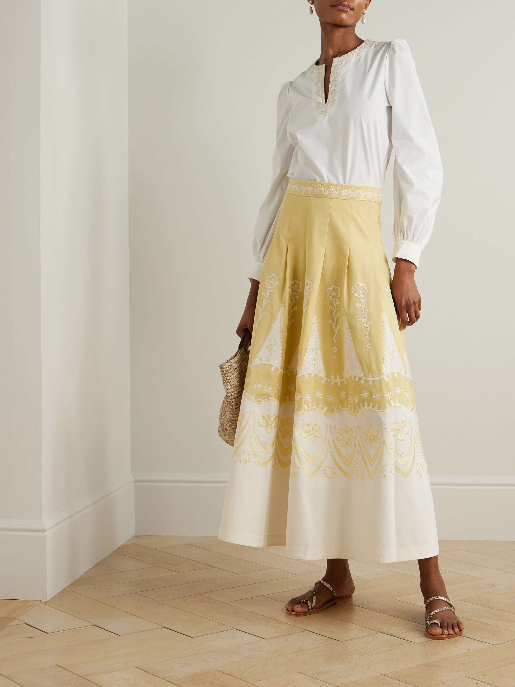 Amelianna embroidered cotton maxi skirt view