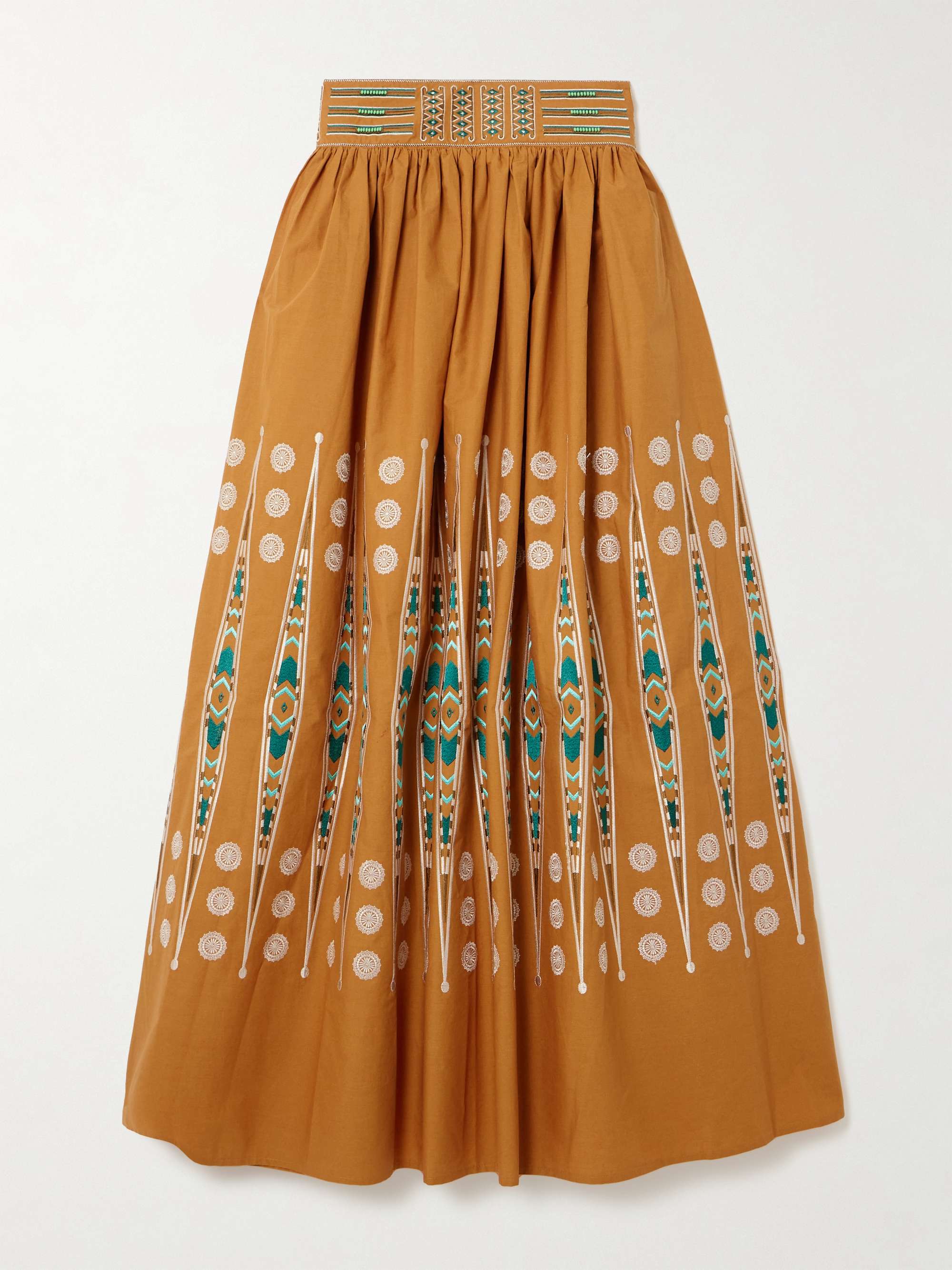 Ombretta embroidered gathered cotton maxi skirt view