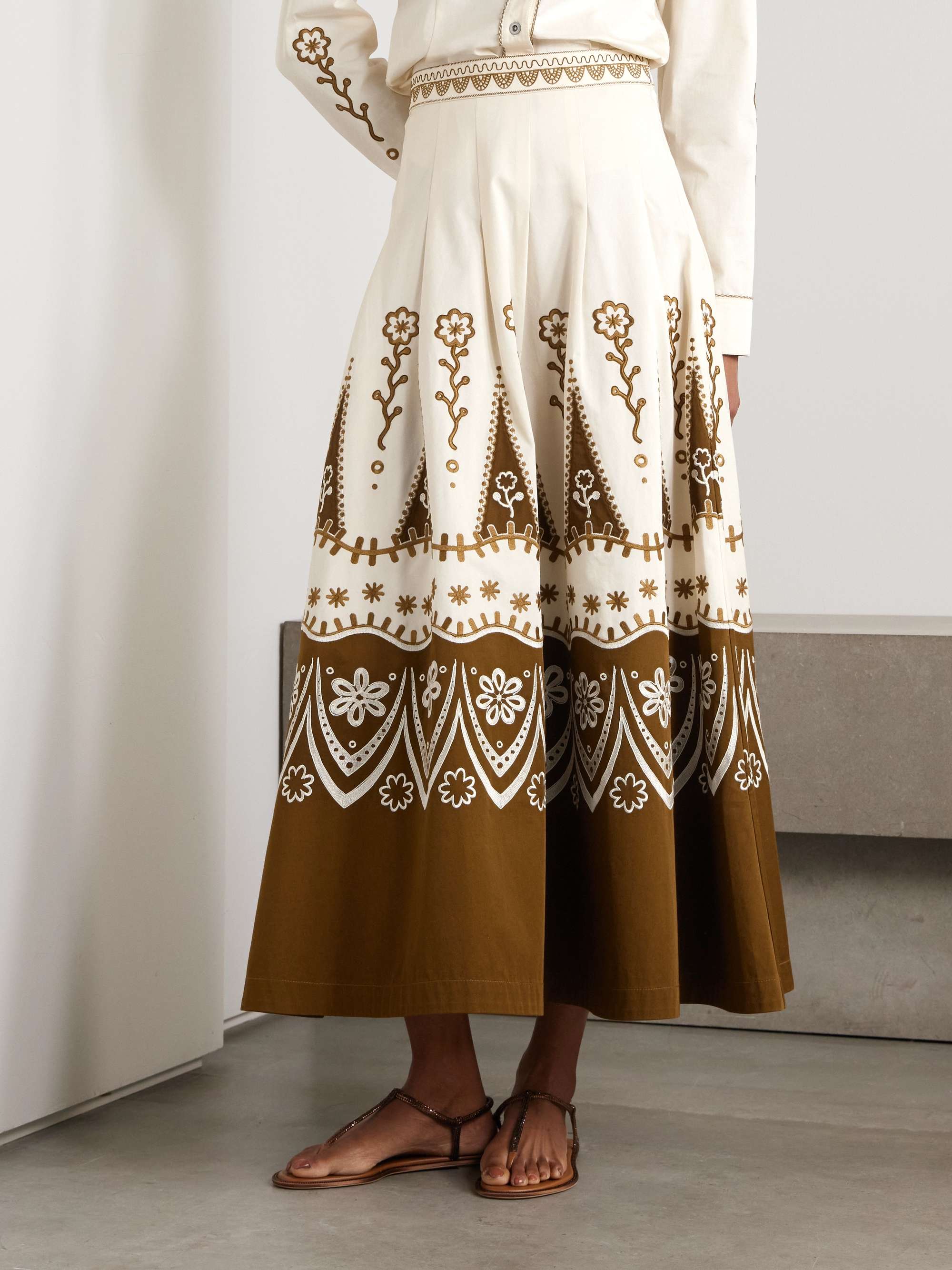 Amelianna embroidered cotton-blend drill maxi skirt view