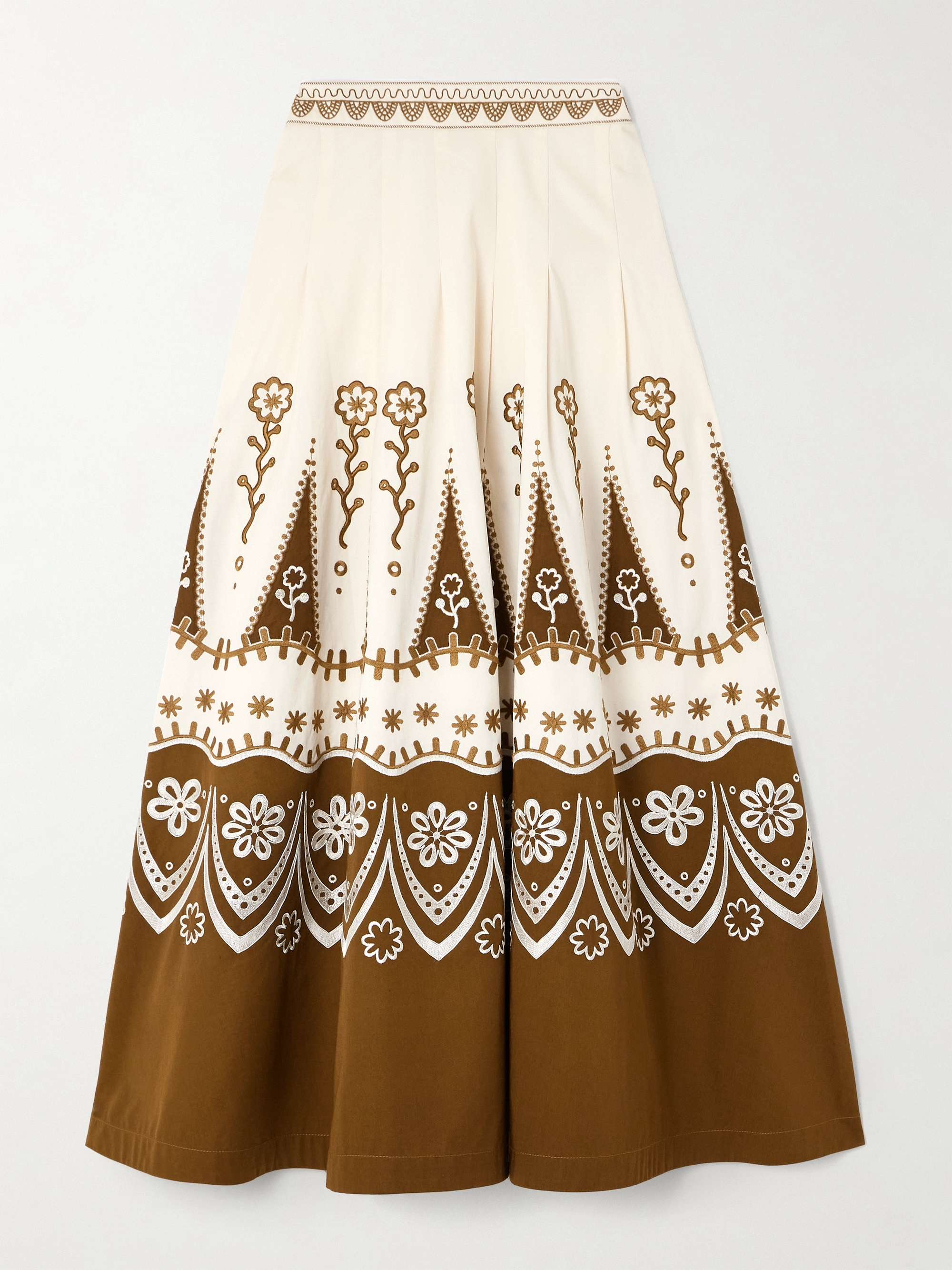 Amelianna embroidered cotton-blend drill maxi skirt view